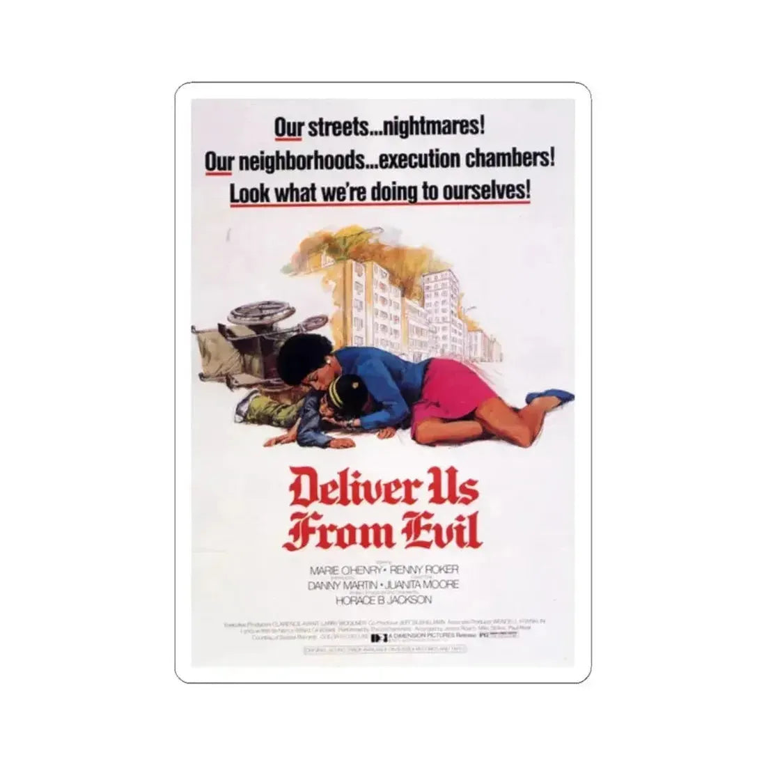 DELIVER US FROM EVIL 1975 Movie Poster - STICKER Vinyl Kiss-Cut Decal 2 Inch White - The Sticker Space