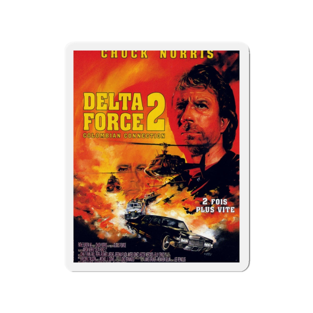 DELTA FORCE 2 (FRENCH) 1990 Movie Poster - Die-Cut Magnet-2" x 2"-The Sticker Space