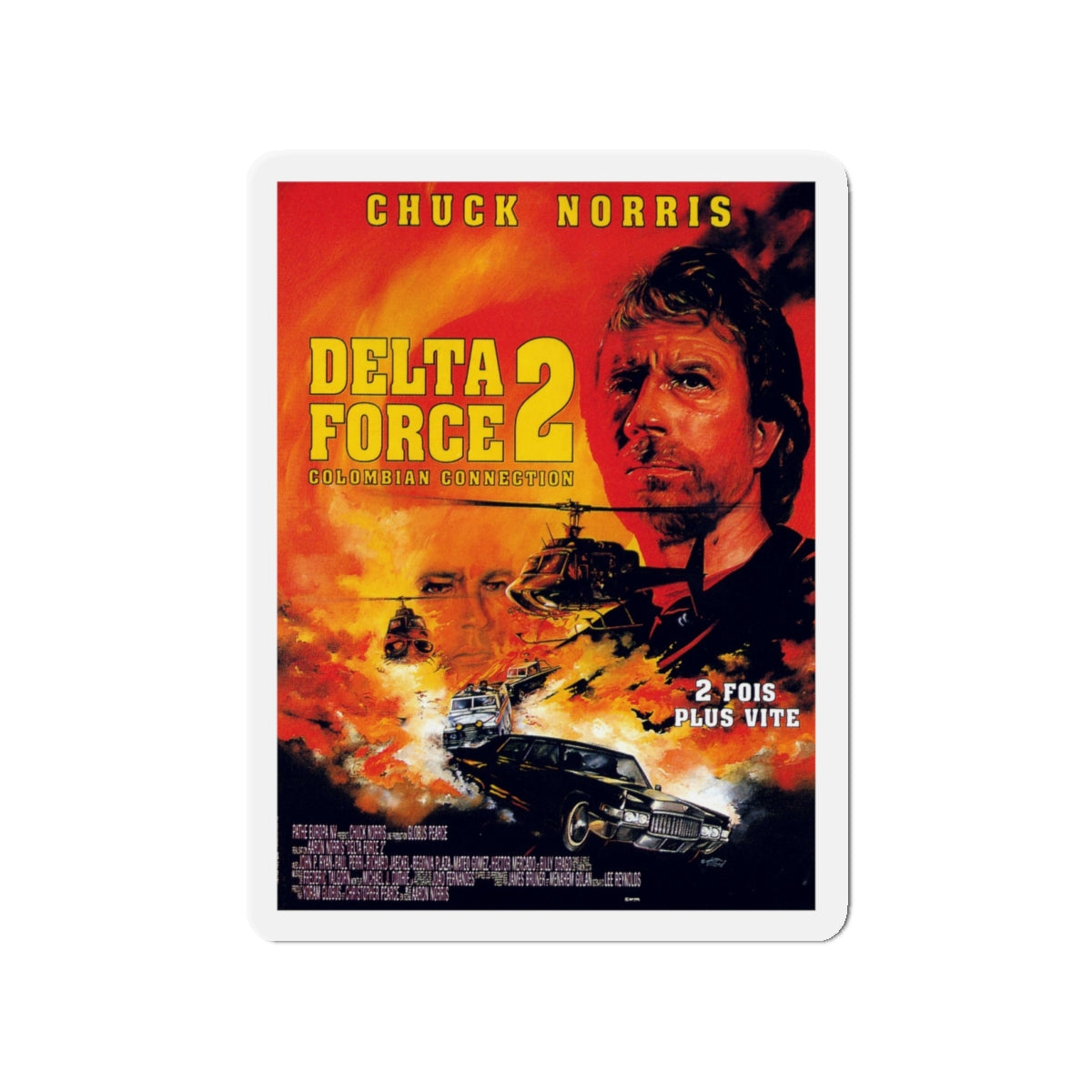 DELTA FORCE 2 (FRENCH) 1990 Movie Poster - Die-Cut Magnet-4" x 4"-The Sticker Space