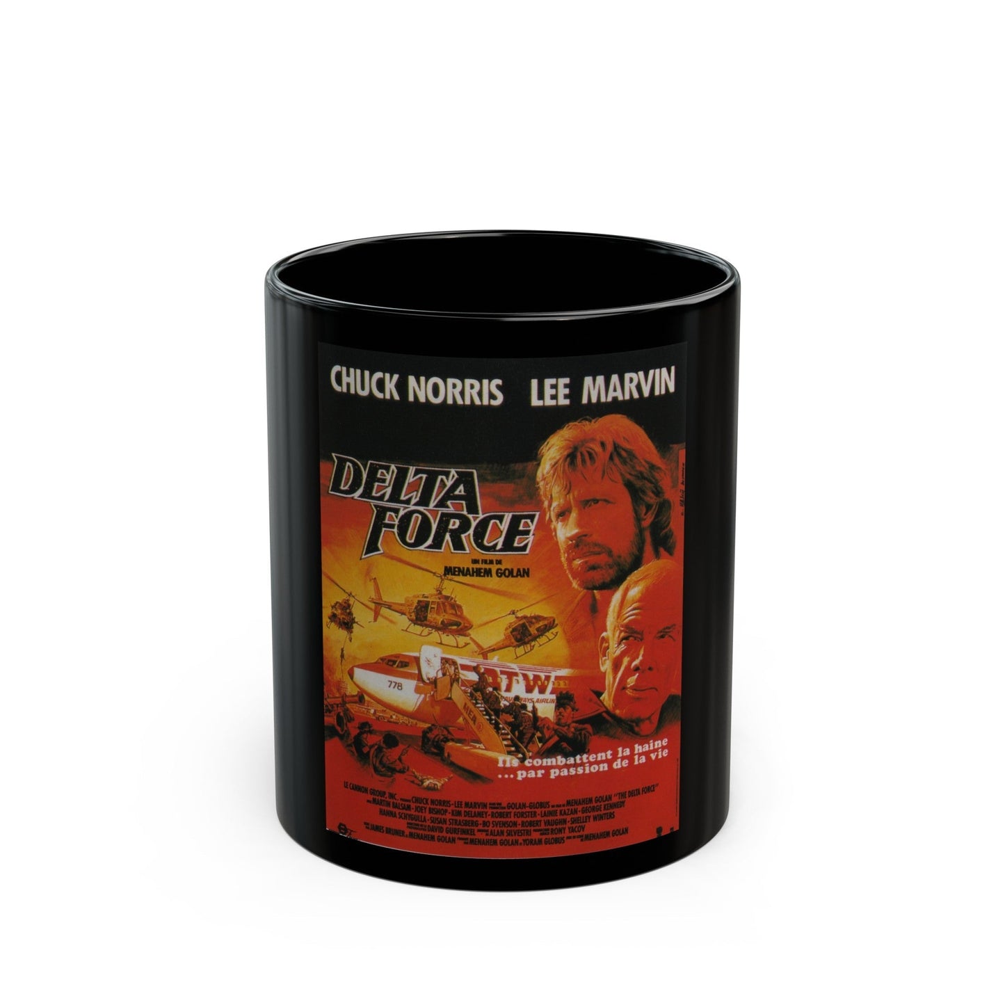 DELTA FORCE (FRENCH) 1986 Movie Poster - Black Coffee Mug-11oz-The Sticker Space