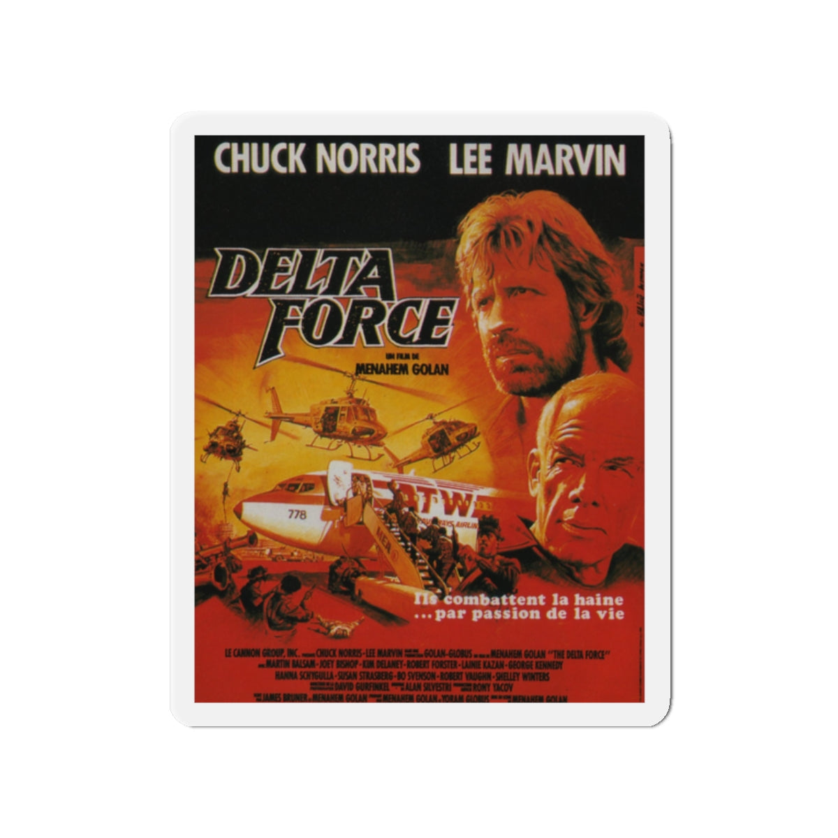 DELTA FORCE (FRENCH) 1986 Movie Poster - Die-Cut Magnet-2" x 2"-The Sticker Space