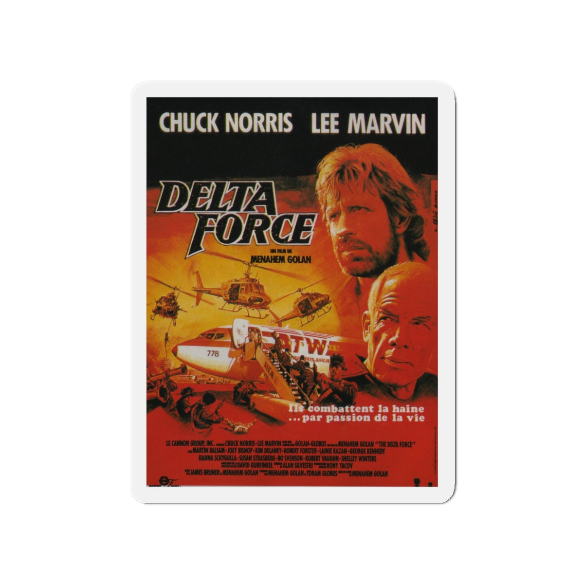 DELTA FORCE (FRENCH) 1986 Movie Poster - Die-Cut Magnet-4" x 4"-The Sticker Space