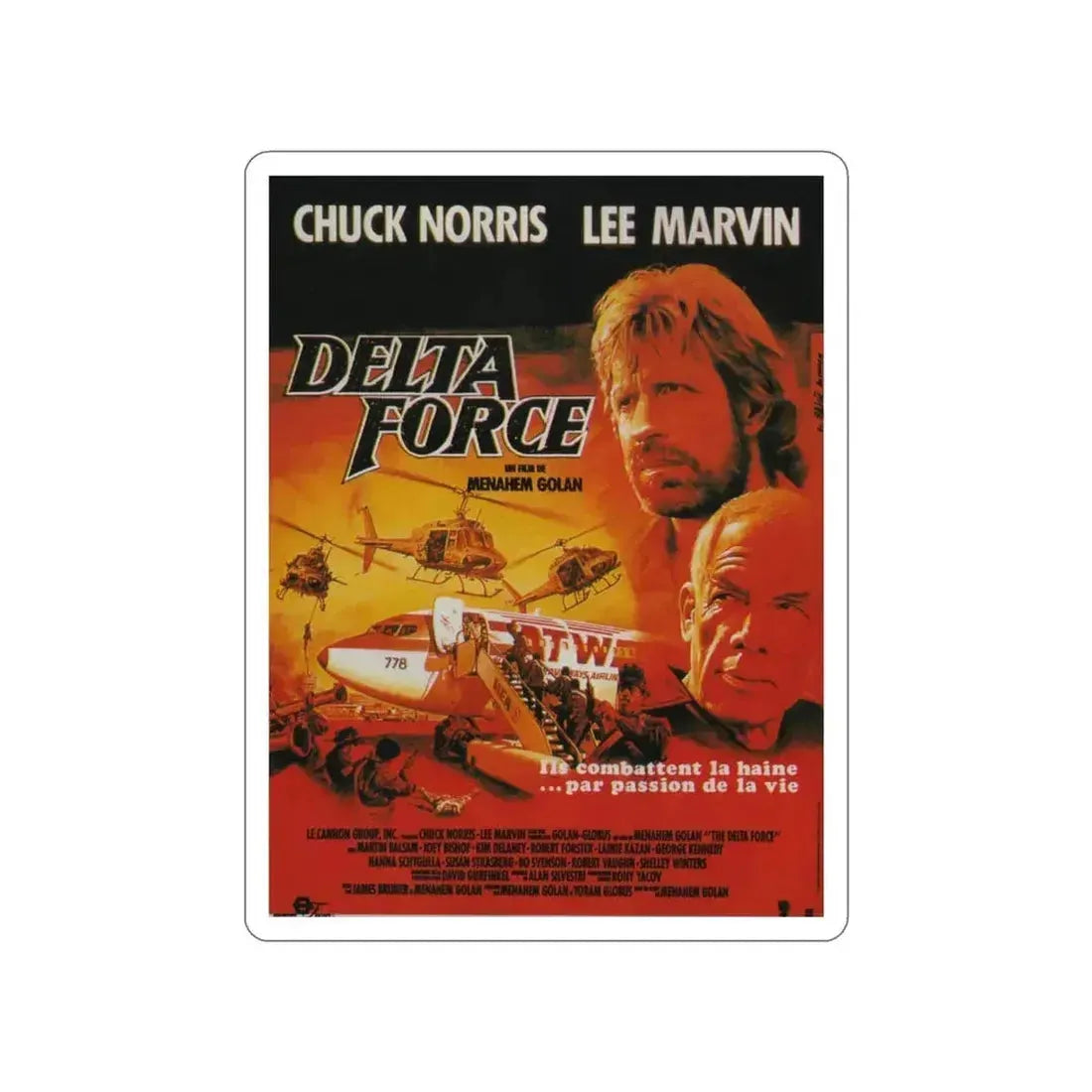DELTA FORCE (FRENCH) 1986 Movie Poster STICKER Vinyl Die-Cut Decal 4 Inch - The Sticker Space