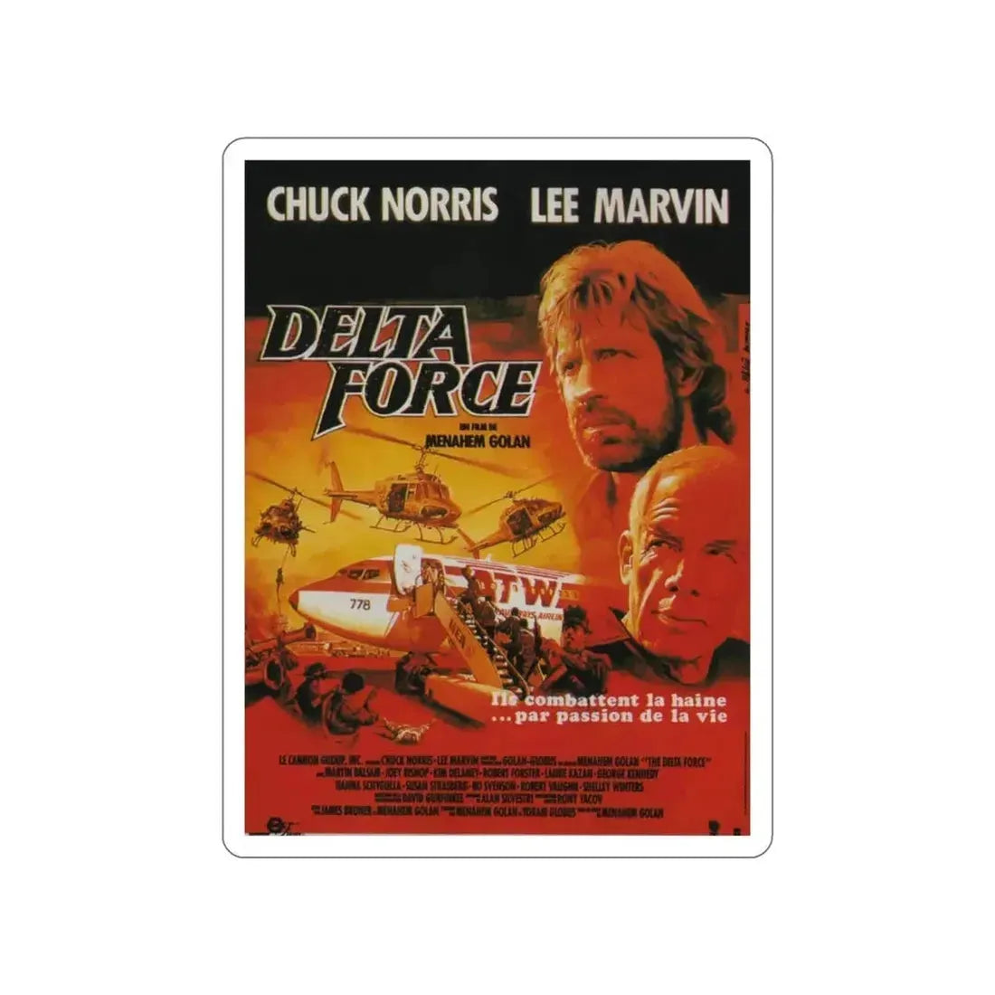 DELTA FORCE (FRENCH) 1986 Movie Poster STICKER Vinyl Die-Cut Decal - The Sticker Space