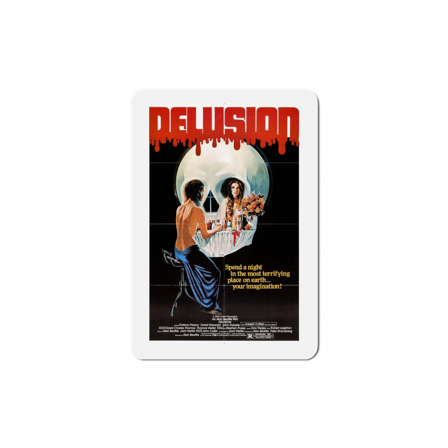 Delusion 1981 Movie Poster Die-Cut Magnet-4" x 4"-The Sticker Space