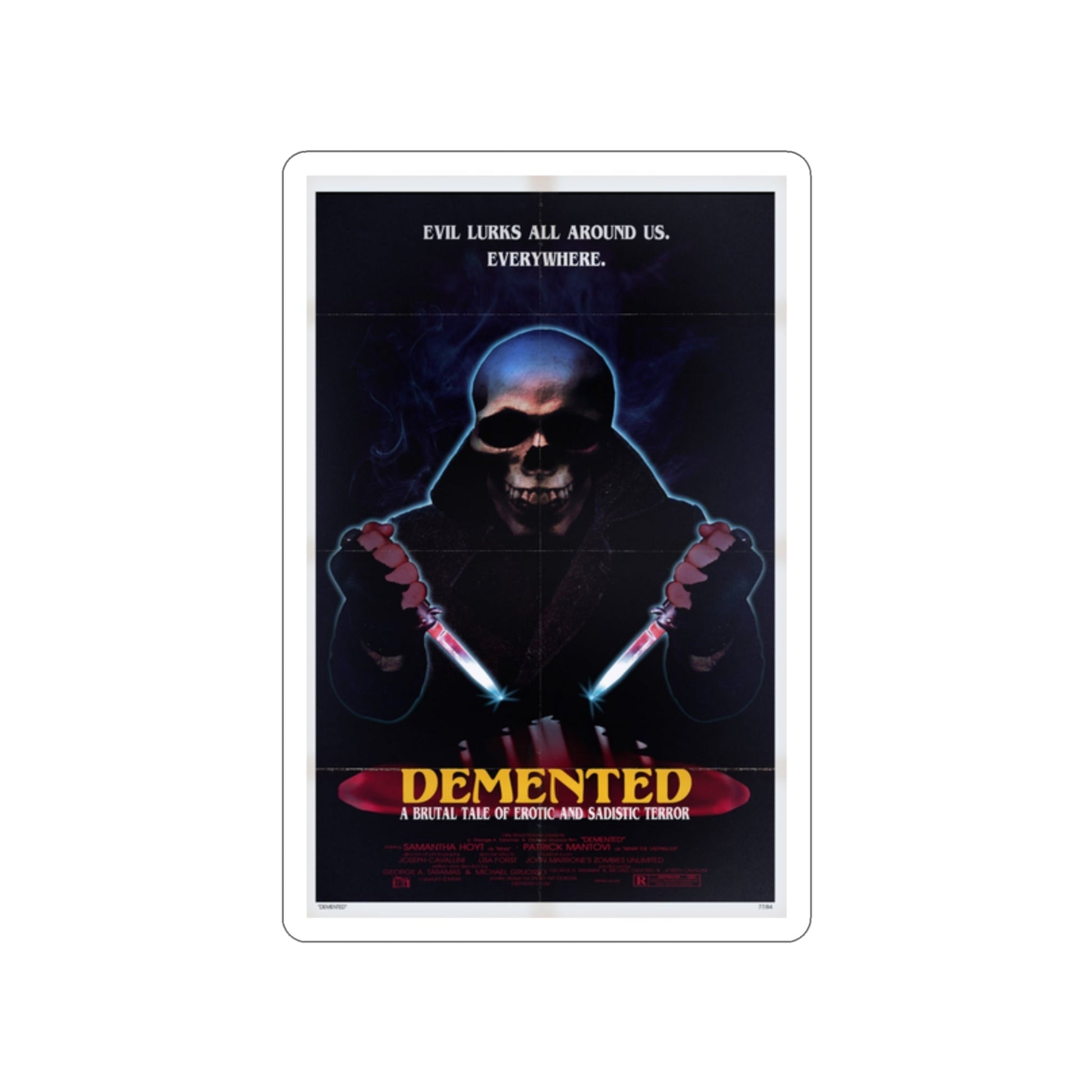 DEMENTED 1980 Movie Poster STICKER Vinyl Die-Cut Decal-2 Inch-The Sticker Space