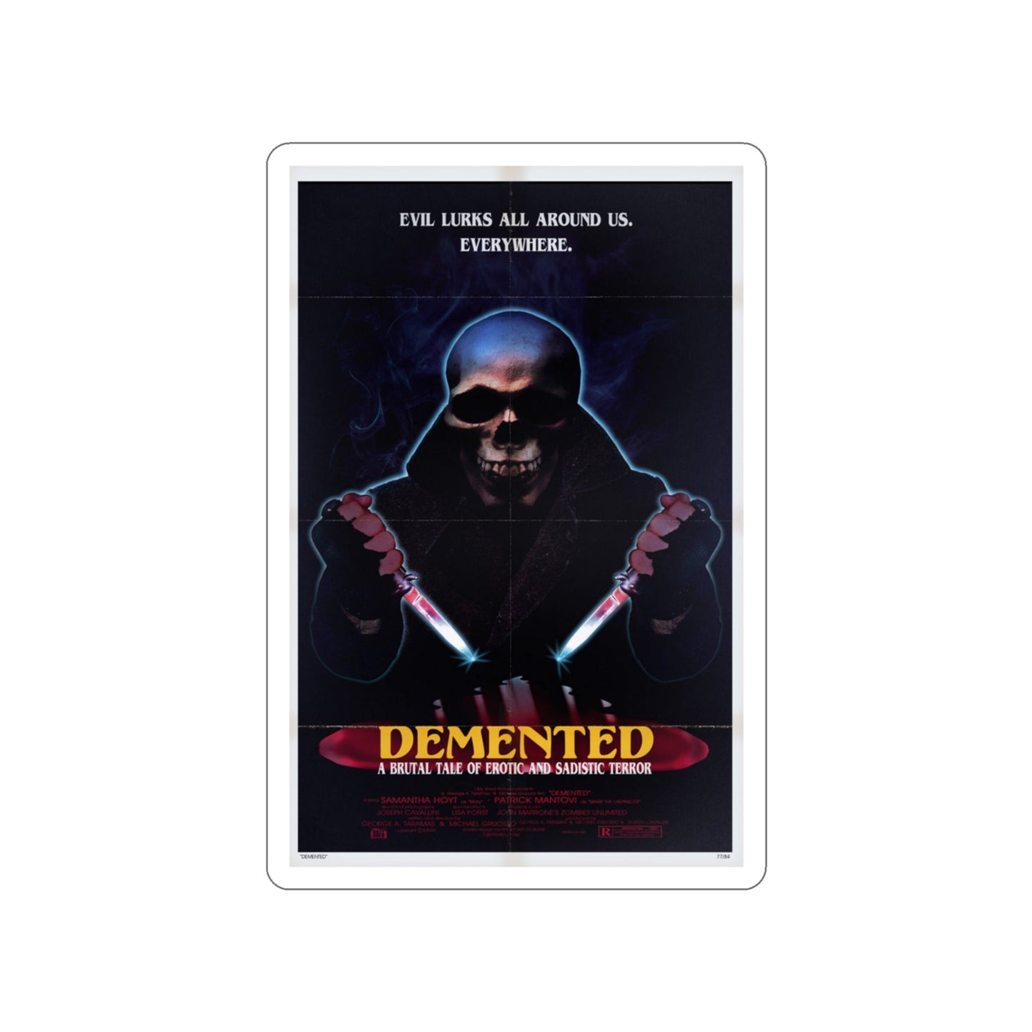 DEMENTED 1980 Movie Poster STICKER Vinyl Die-Cut Decal-3 Inch-The Sticker Space