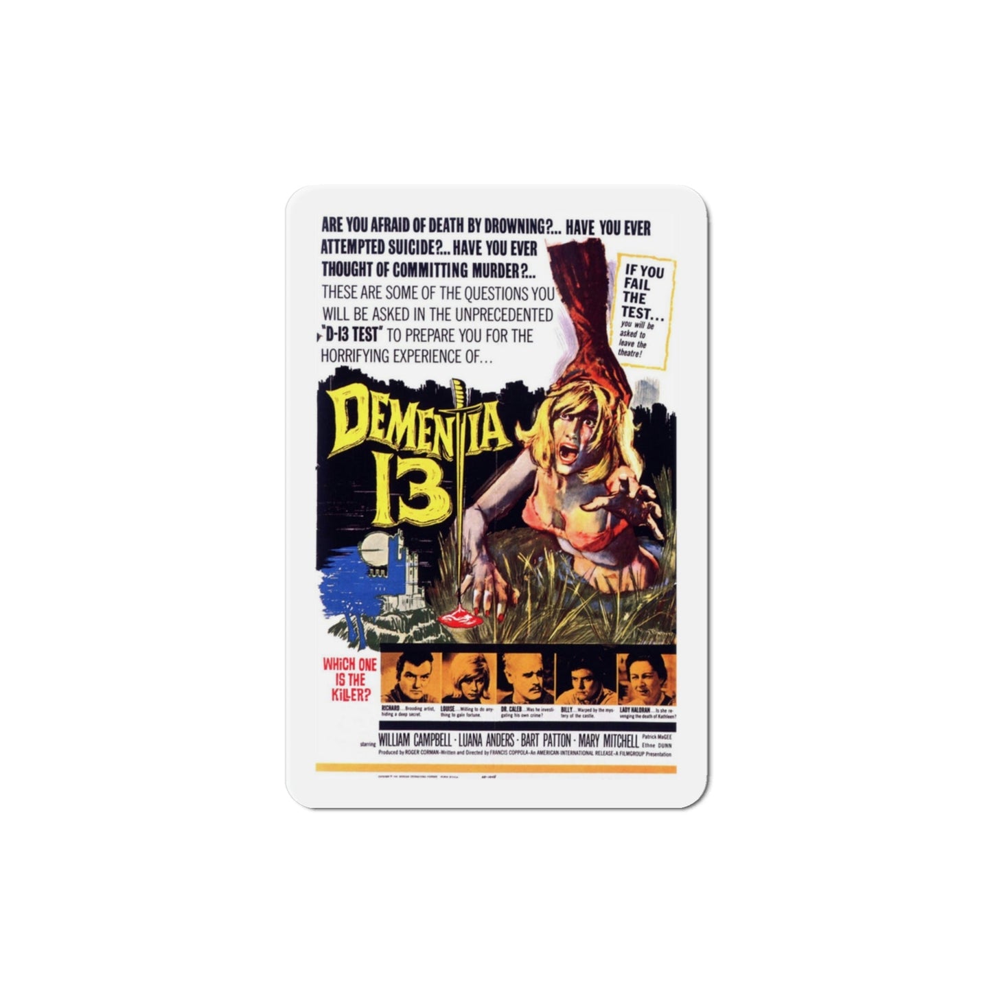 Dementia 13 1963 Movie Poster Die-Cut Magnet-3 Inch-The Sticker Space