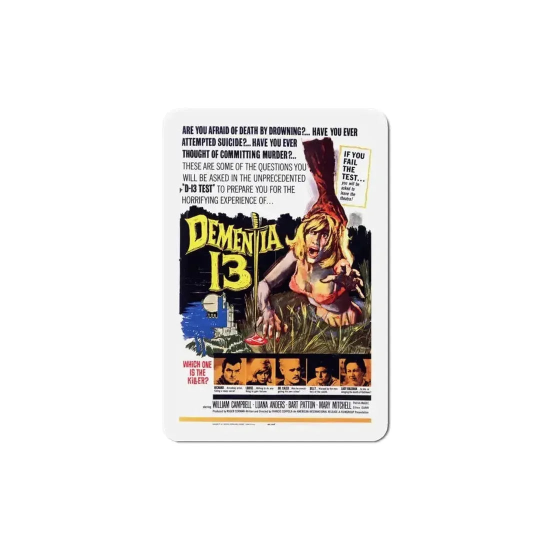 Dementia 13 1963 Movie Poster Refrigerator Magnet 5 Inch - The Sticker Space