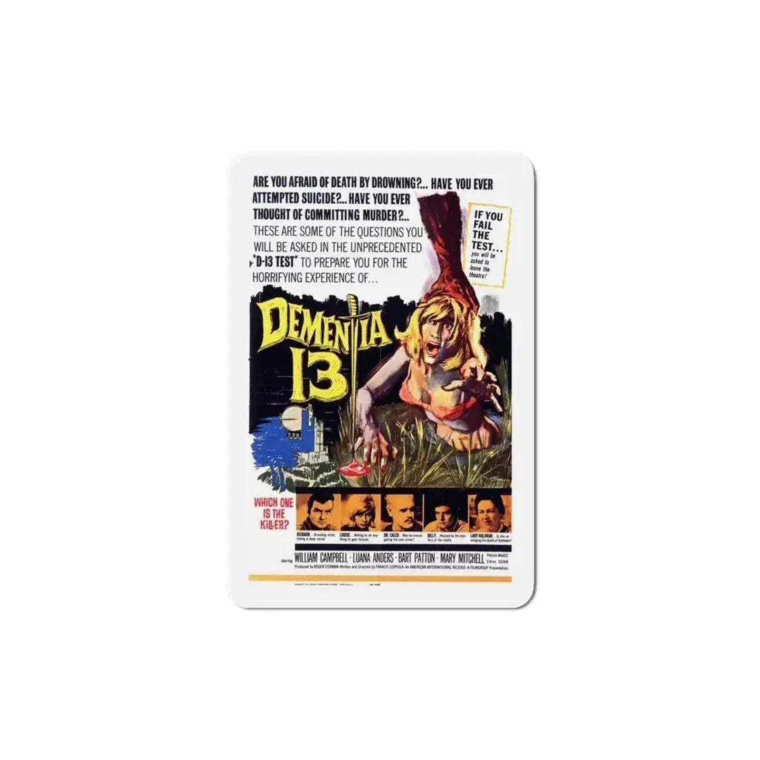 Dementia 13 1963 Movie Poster Refrigerator Magnet - The Sticker Space