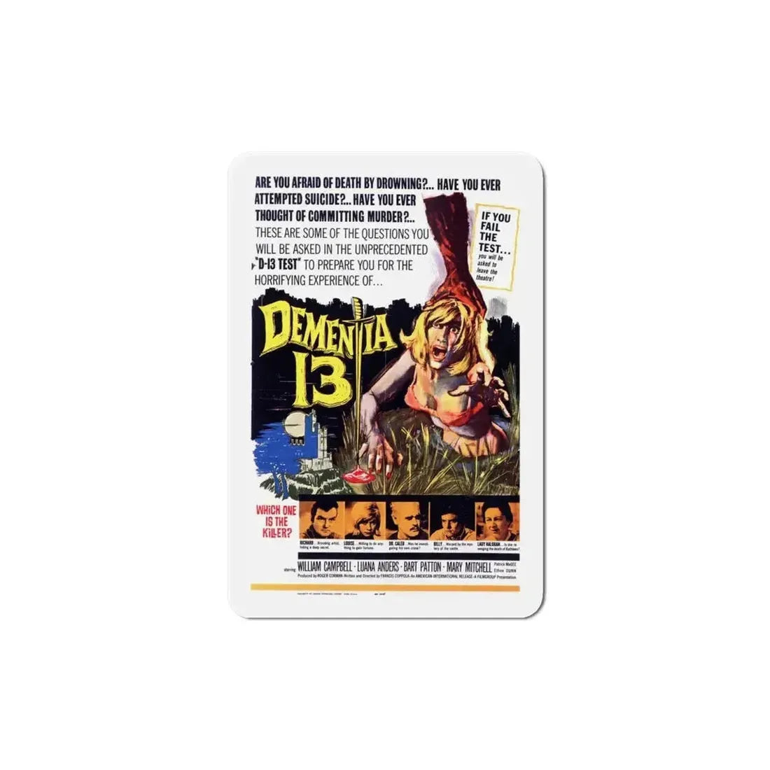 Dementia 13 1963 Movie Poster Refrigerator Magnet - The Sticker Space