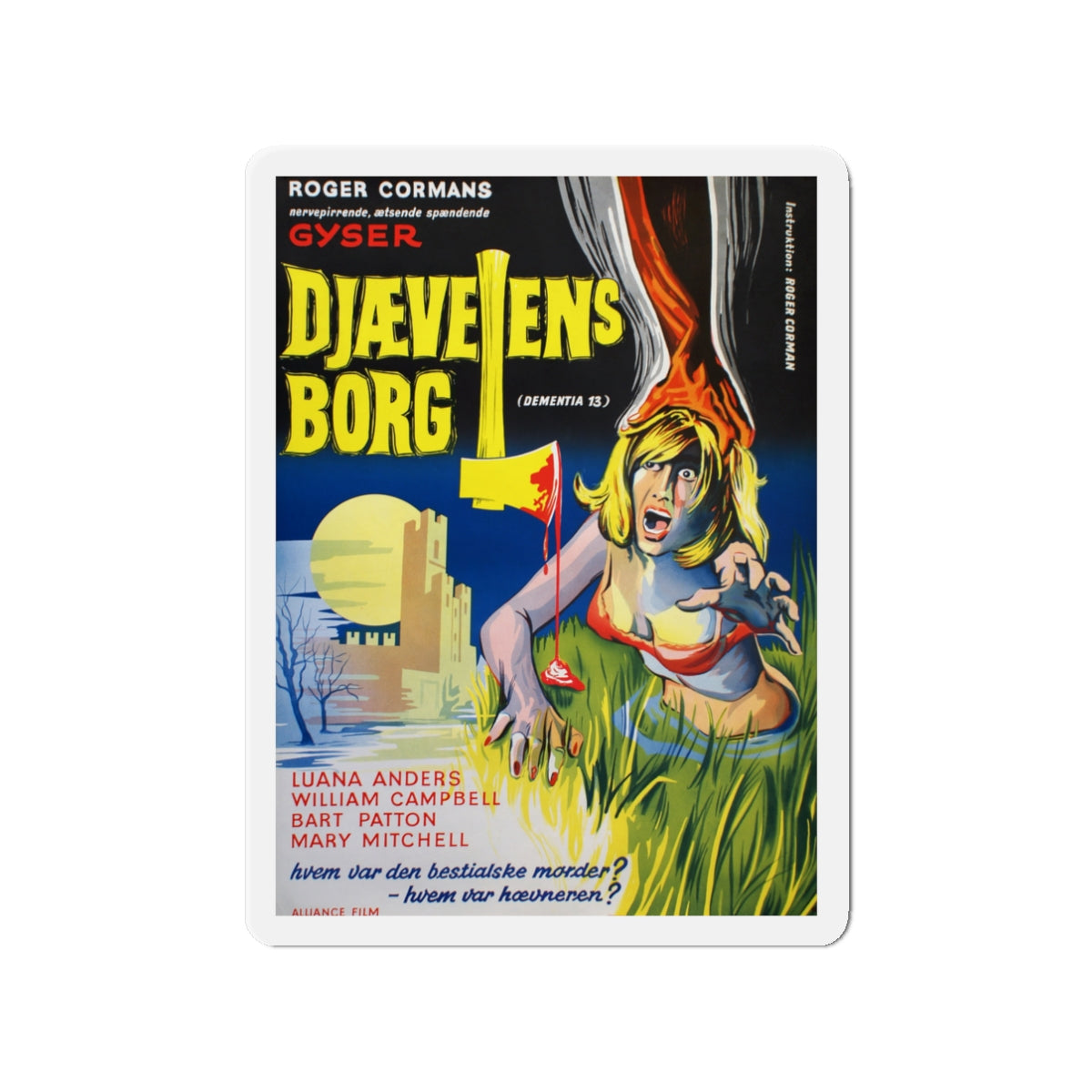 DEMENTIA 13 (DANISH) 1963 Movie Poster - Die-Cut Magnet-3" x 3"-The Sticker Space