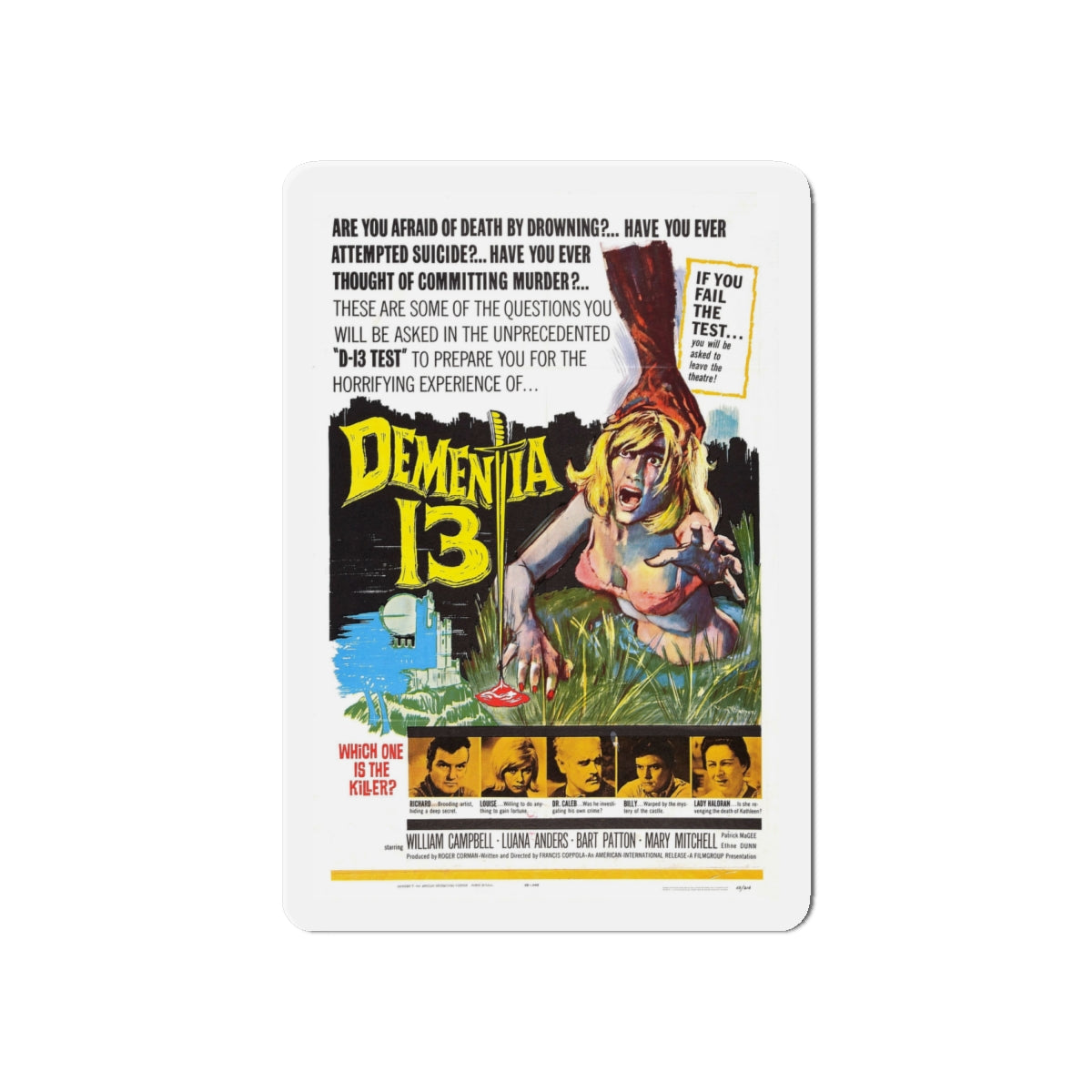 DEMENTIA 13 (THE HAUNTED AND THE HUNTED) 1963 Movie Poster - Die-Cut Magnet-6 × 6"-The Sticker Space