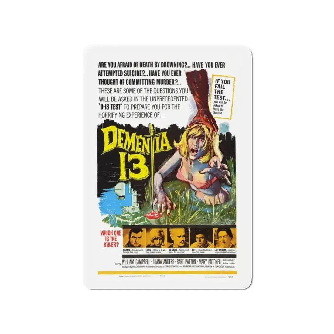 DEMENTIA 13 (THE HAUNTED AND THE HUNTED) 1963 Movie Poster - Refrigerator Magnet - The Sticker Space