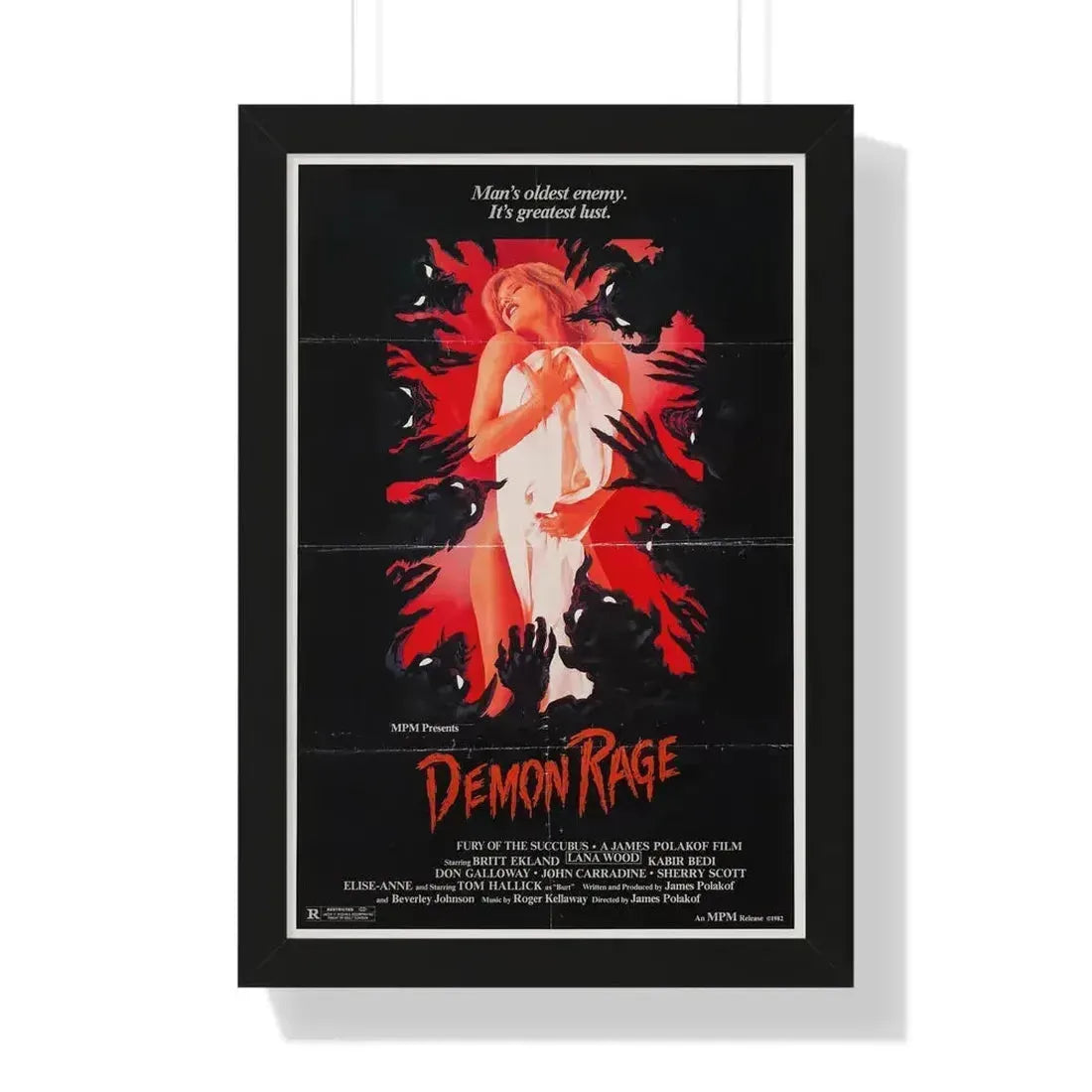 DEMON RAGE (FURY OF THE SUCCUBUS) 1982 - Framed Movie Poster 16″ x 24″ Black - The Sticker Space