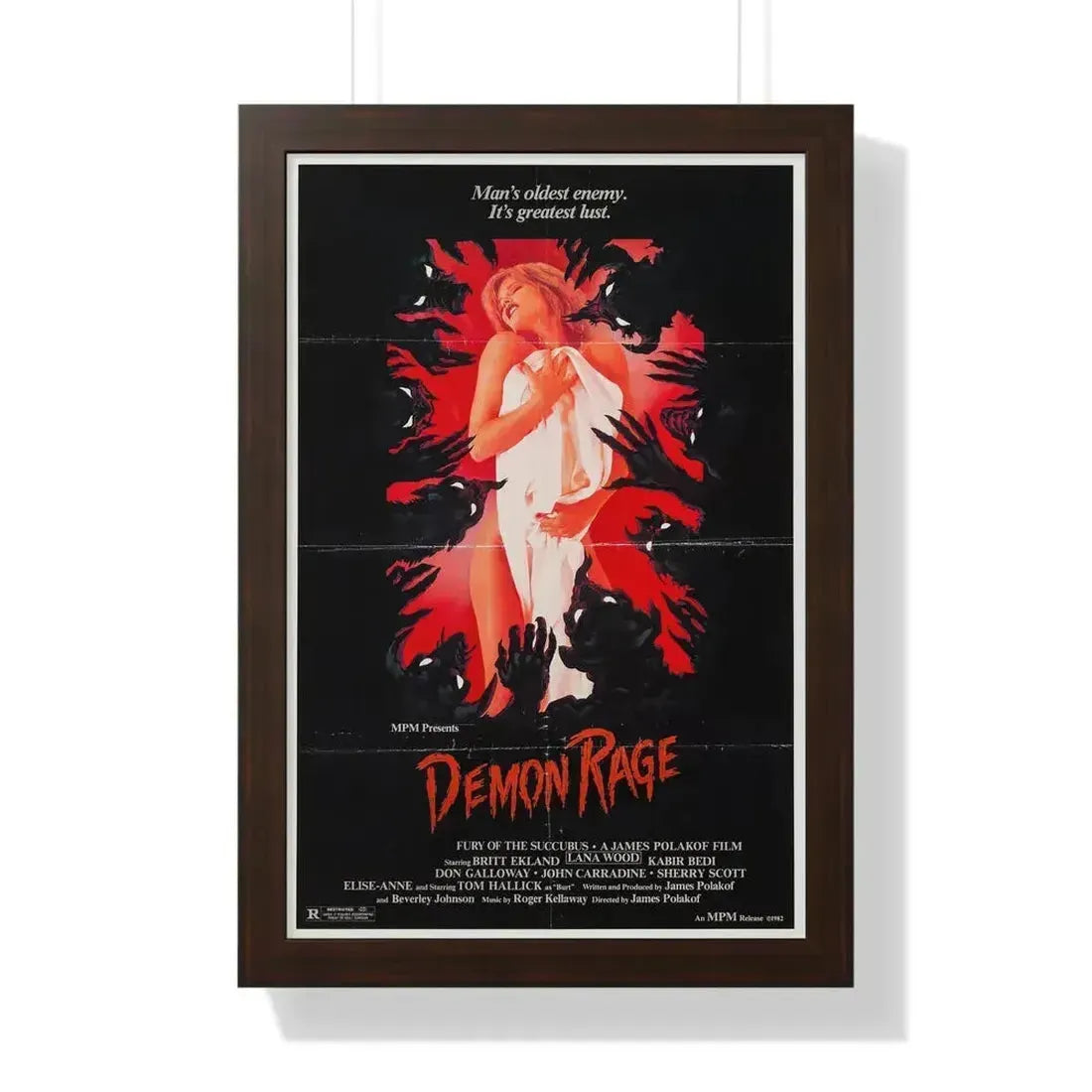 DEMON RAGE (FURY OF THE SUCCUBUS) 1982 - Framed Movie Poster 16″ x 24″ Walnut - The Sticker Space