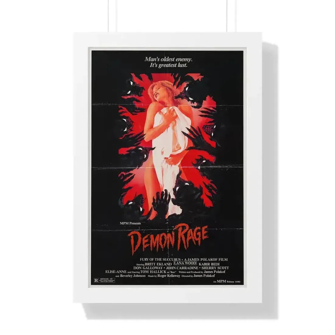 DEMON RAGE (FURY OF THE SUCCUBUS) 1982 - Framed Movie Poster 16″ x 24″ White - The Sticker Space