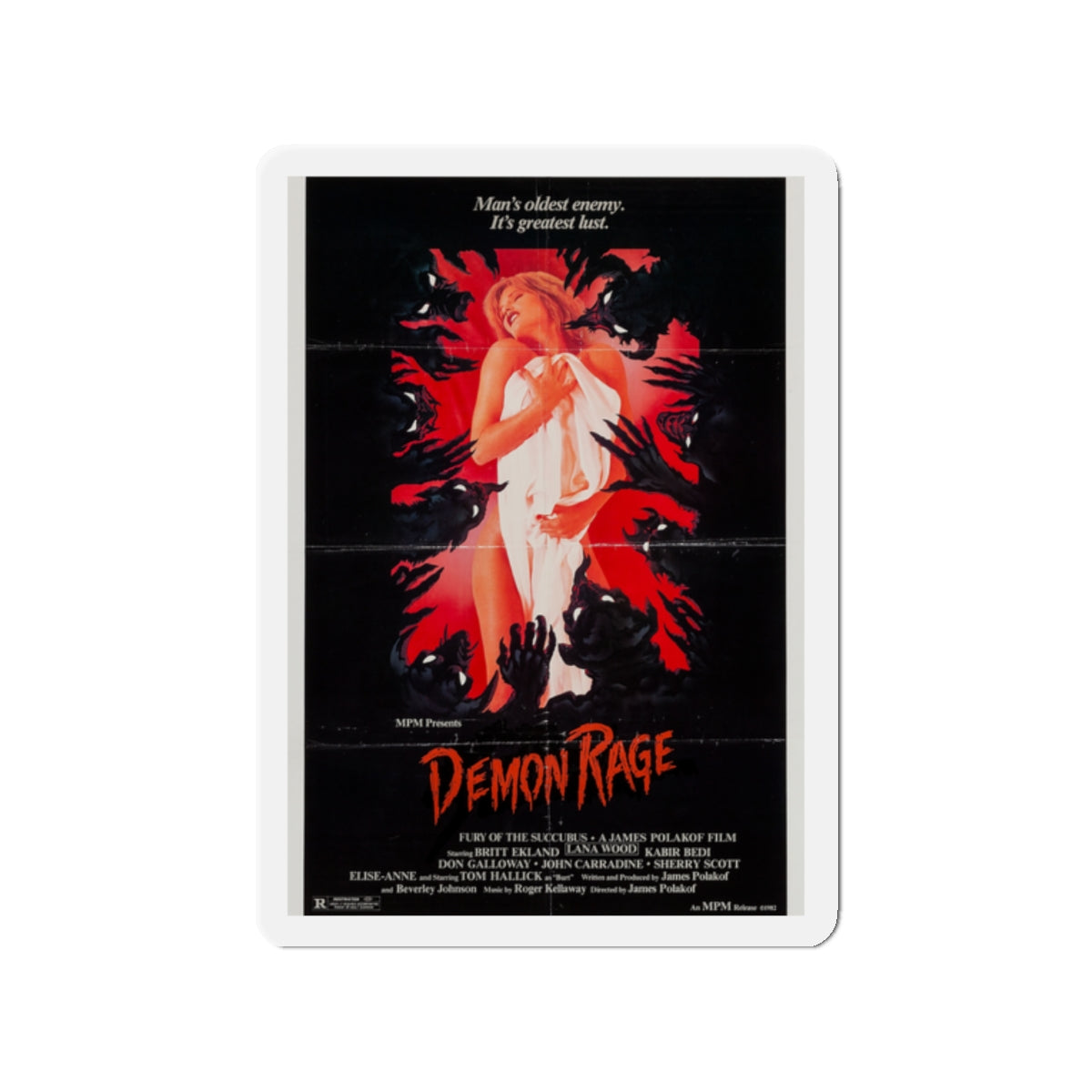 DEMON RAGE (FURY OF THE SUCCUBUS) 1982 Movie Poster - Die-Cut Magnet-2" x 2"-The Sticker Space