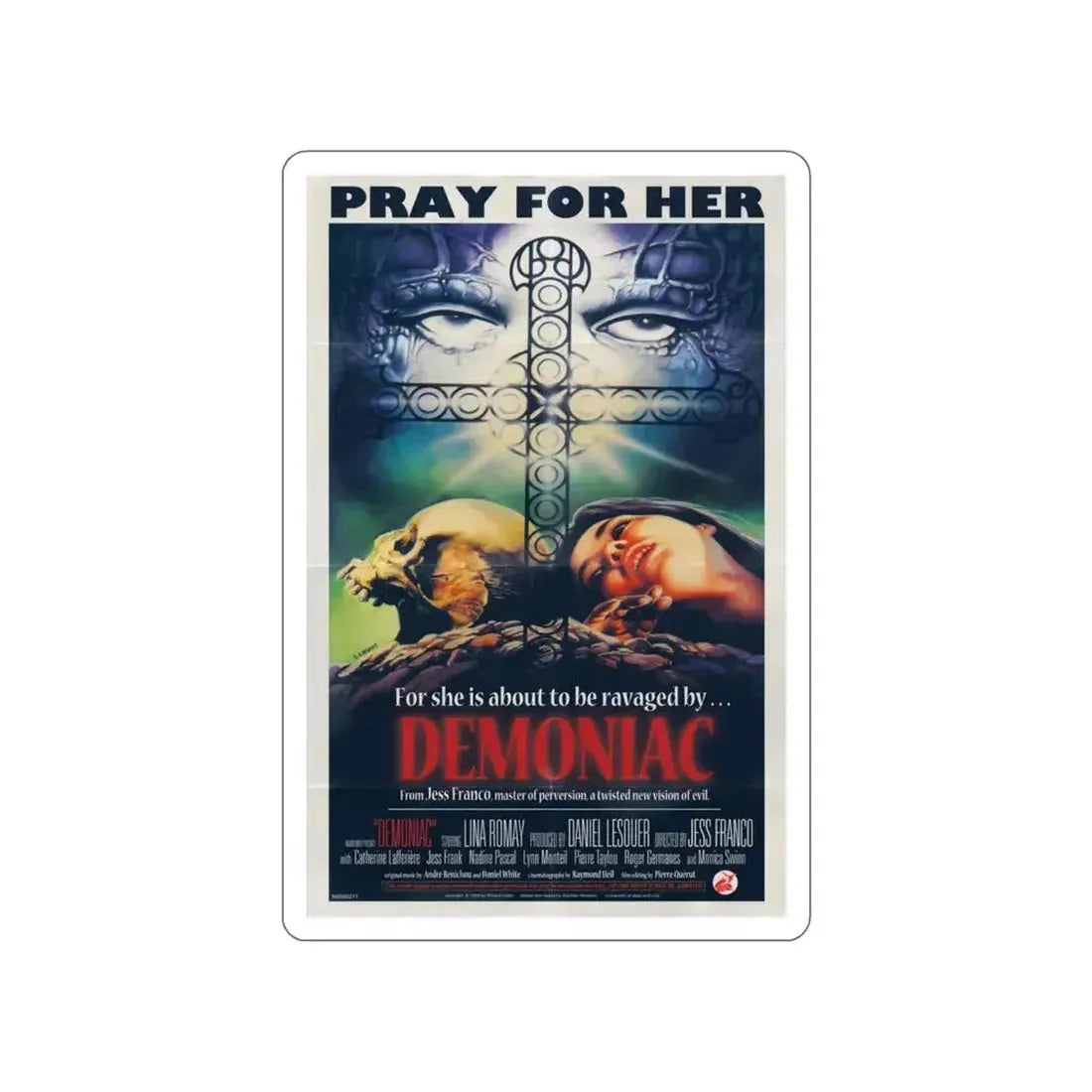 DEMONIAC 1975 Movie Poster STICKER Vinyl Die-Cut Decal 5 Inch - The Sticker Space