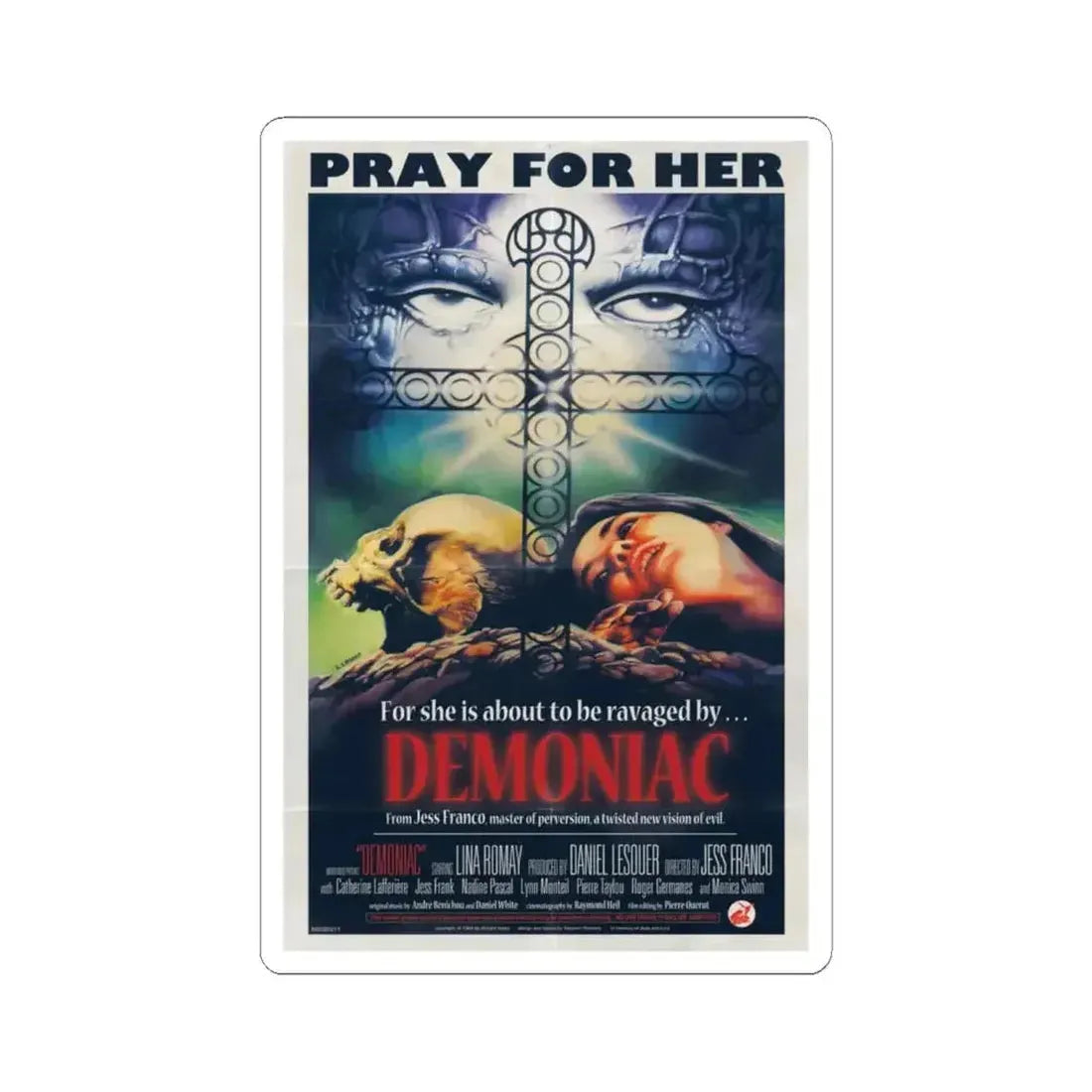 DEMONIAC 1975 Movie Poster - STICKER Vinyl Kiss-Cut Decal 6 Inch White - The Sticker Space