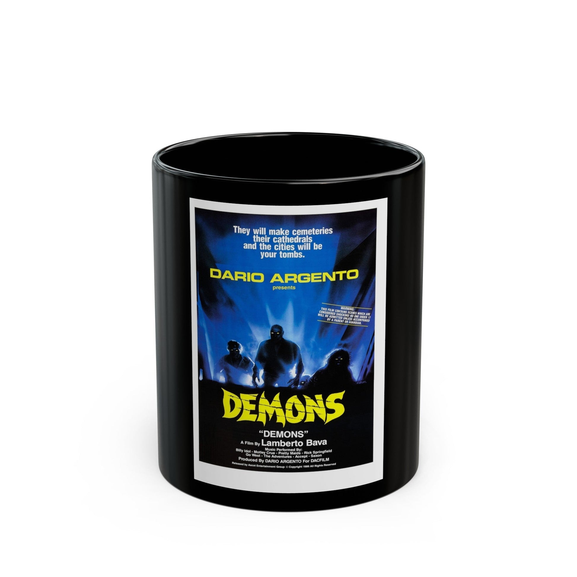 DEMONS 1985 Movie Poster - Black Coffee Mug-11oz-The Sticker Space