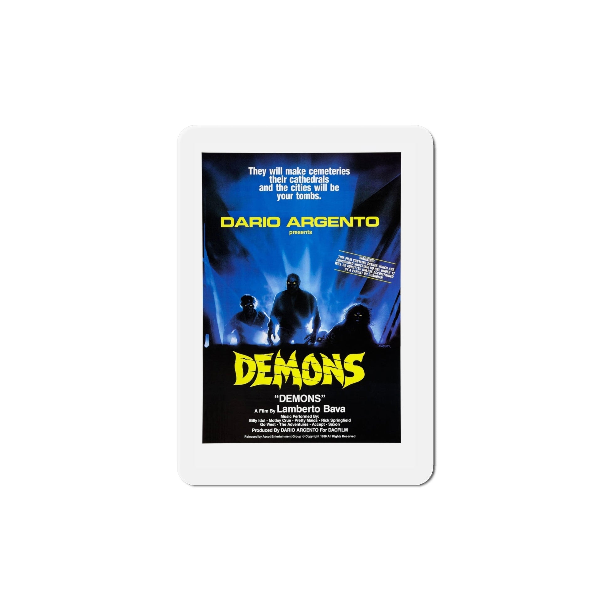 Demons 1986 Movie Poster Die-Cut Magnet-6 Inch-The Sticker Space