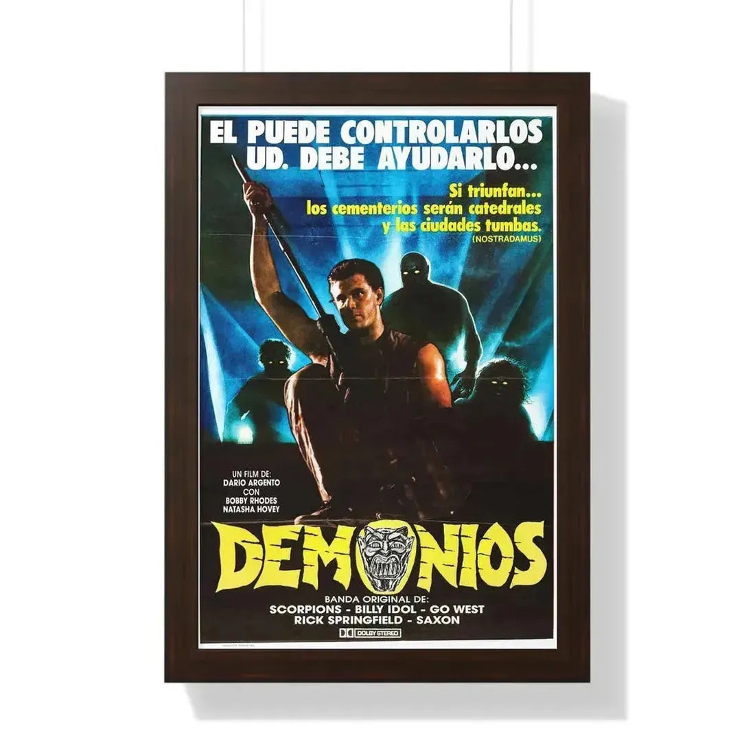 DEMONS (ARGENTINA) 1985 - Framed Movie Poster 16″ x 24″ Walnut - The Sticker Space