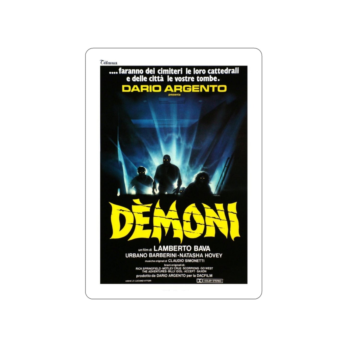 DEMONS (ITALIAN) 1985 Movie Poster STICKER Vinyl Die-Cut Decal-3 Inch-The Sticker Space