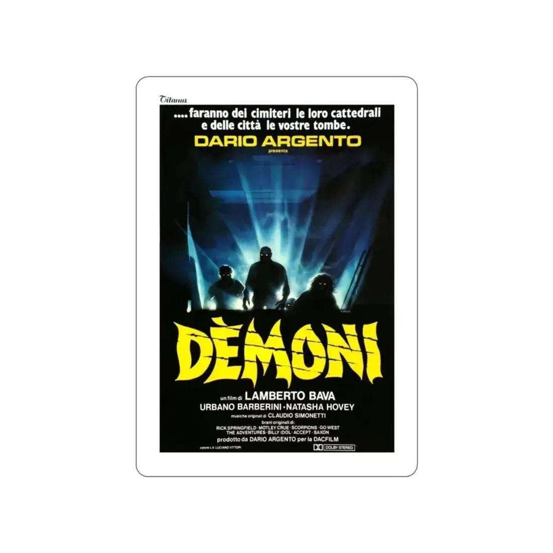 DEMONS (ITALIAN) 1985 Movie Poster STICKER Vinyl Die-Cut Decal 3 Inch - The Sticker Space