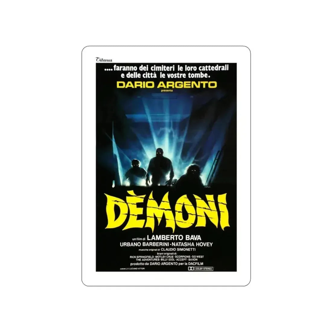 DEMONS (ITALIAN) 1985 Movie Poster STICKER Vinyl Die-Cut Decal - The Sticker Space