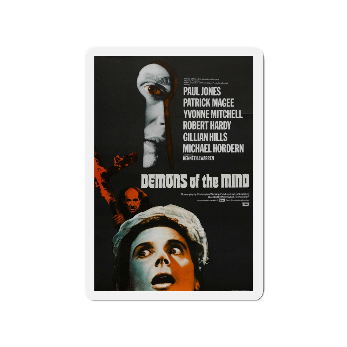 DEMONS OF THE MIND 1974 Movie Poster - Die-Cut Magnet-3" x 3"-The Sticker Space