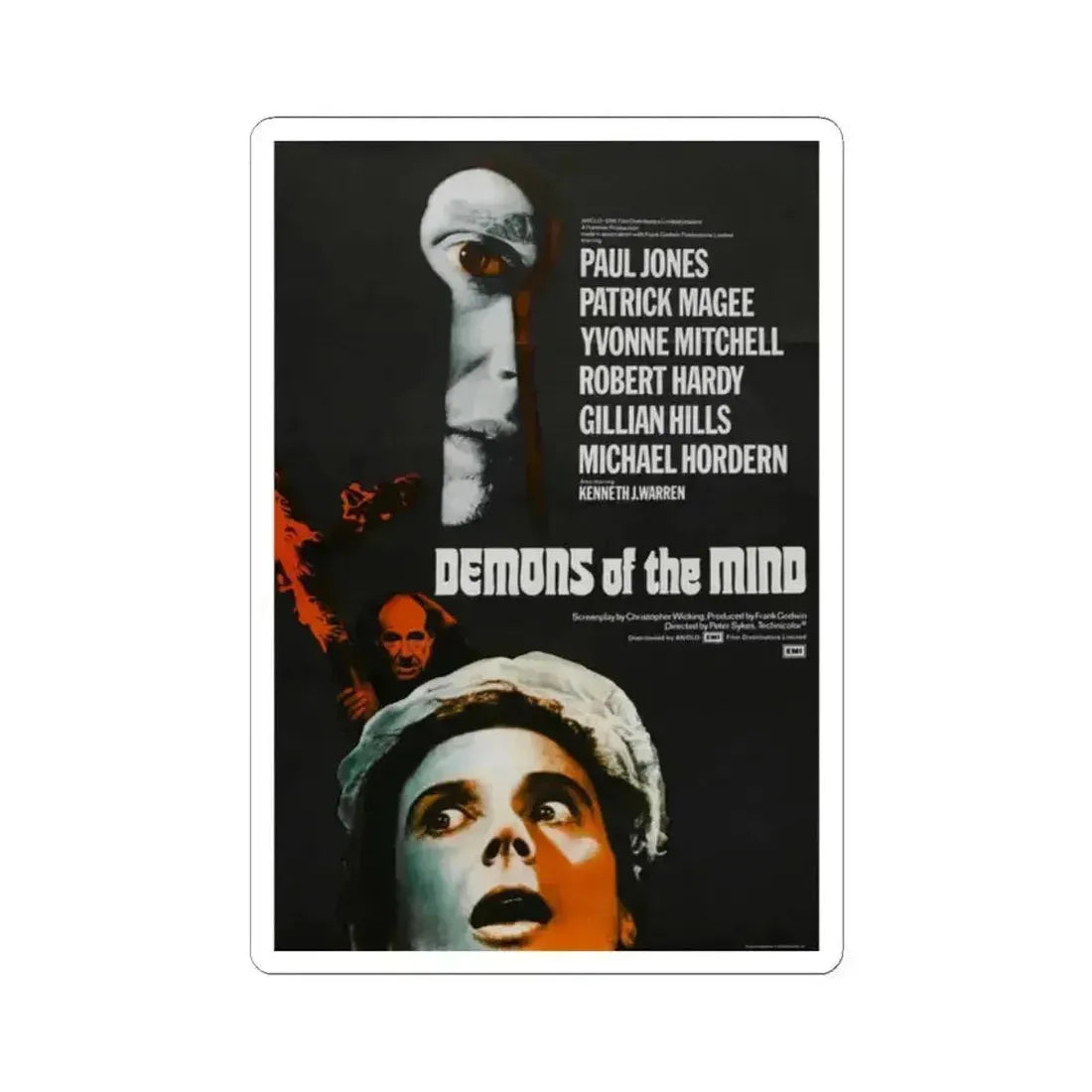 DEMONS OF THE MIND 1974 Movie Poster - STICKER Vinyl Kiss-Cut Decal 2 Inch White - The Sticker Space