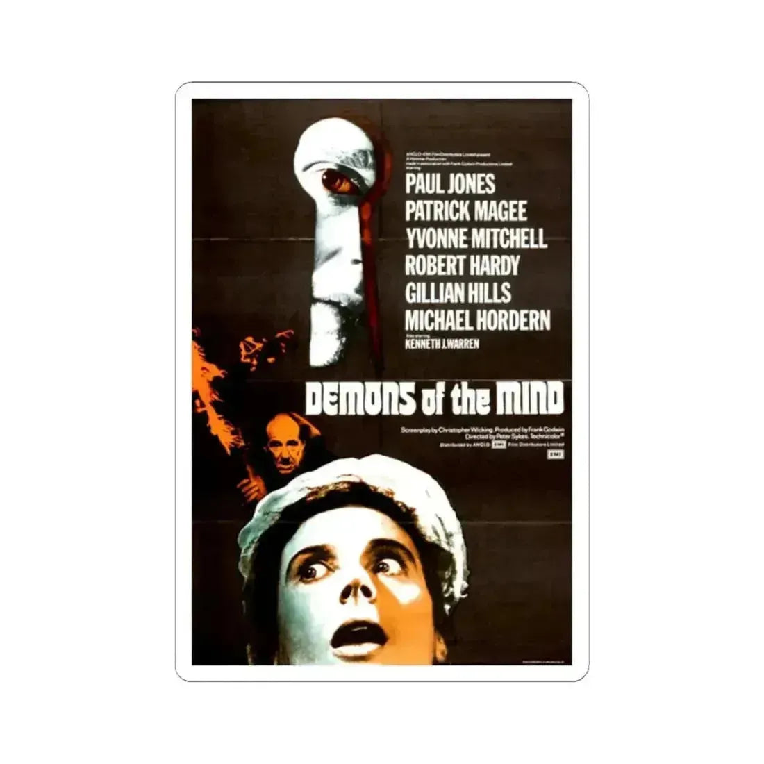 Demons of the Mind 1974 Movie Poster - STICKER Vinyl Kiss-Cut Decal 2 Inch White - The Sticker Space