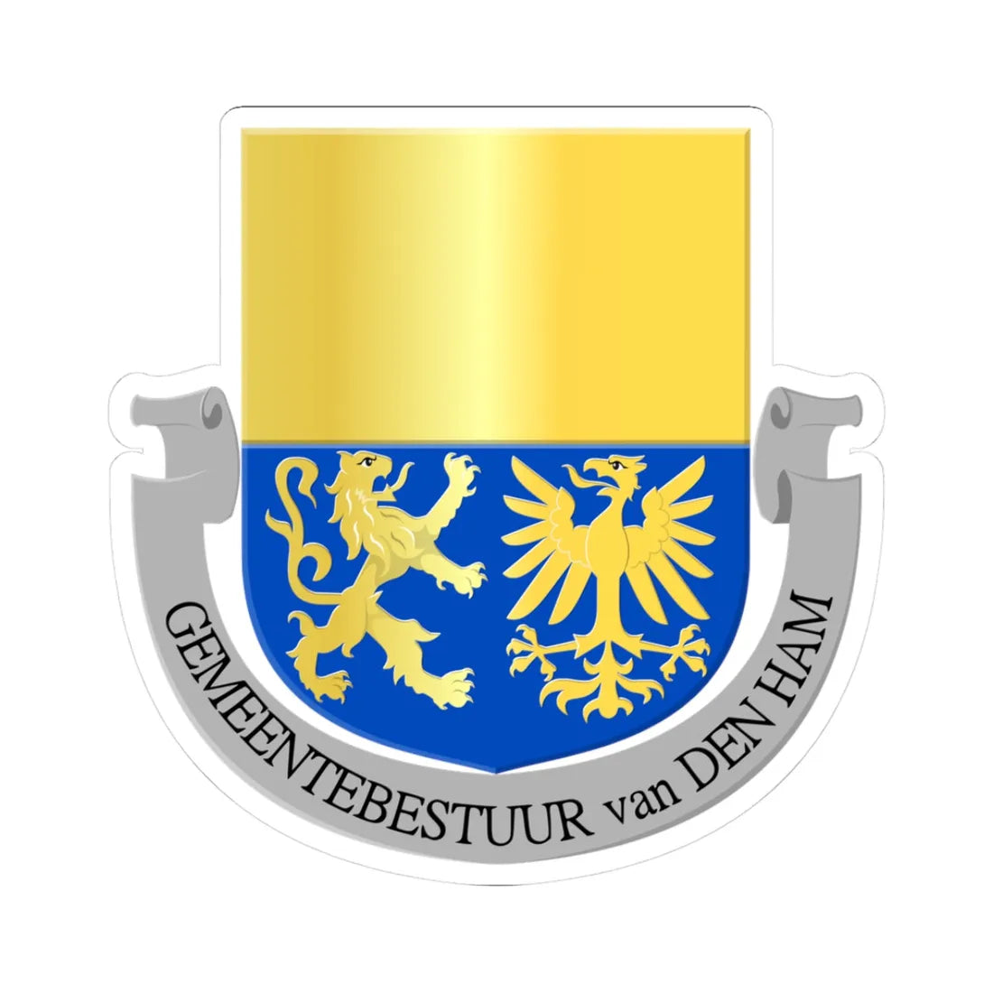 Den Ham wapen (Netherlands) (Coat of Arms) STICKER Vinyl Kiss-Cut Decal 3 Inch White - The Sticker Space