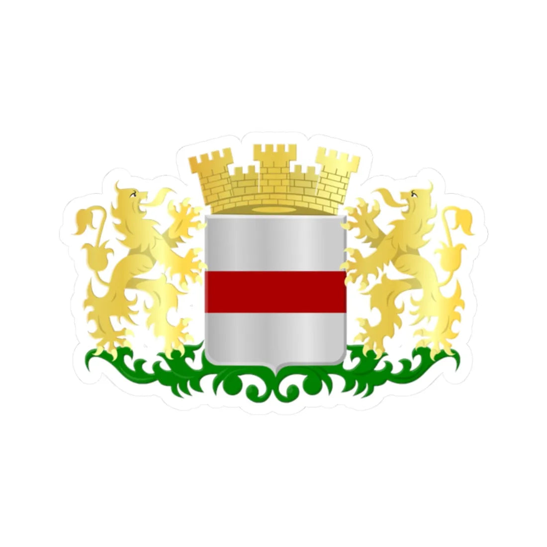 Dendermonde wapen (Belgium) (Coat of Arms) STICKER Vinyl Kiss-Cut Decal 2 Inch White - The Sticker Space