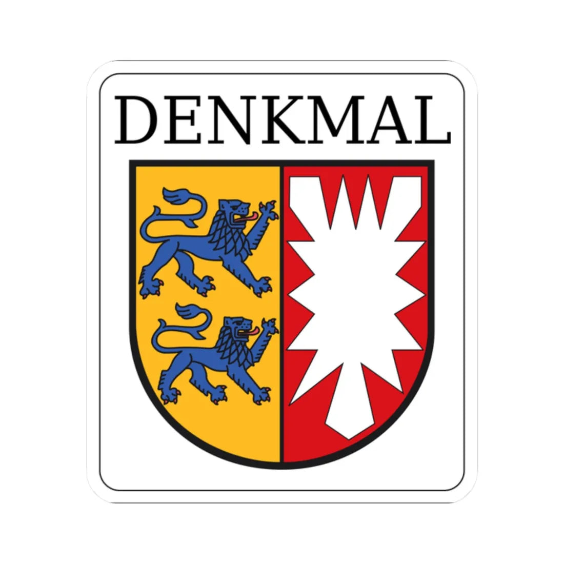 Denkmalplakette Schleswig-Holstein (Denmark) (Coat of Arms) STICKER Vinyl Kiss-Cut Decal 2 Inch White - The Sticker Space