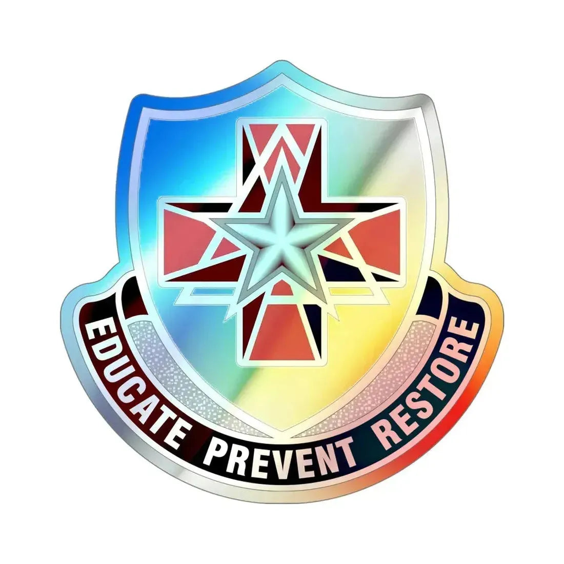 Dental Health Activity Fort Sam Houston (U.S. Army) Holographic STICKER Die-Cut Vinyl Decal 5 Inch Holographic - The Sticker Space