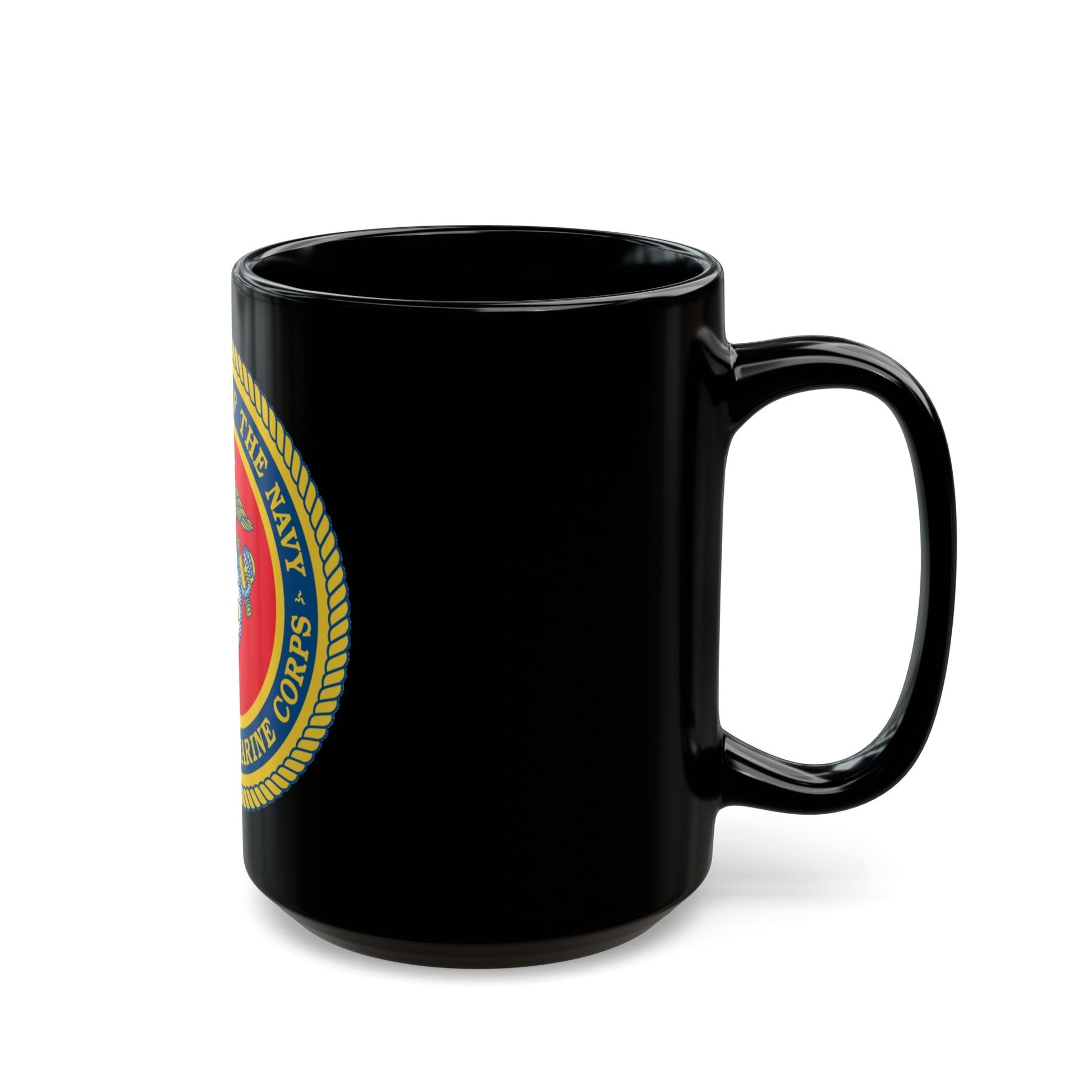 Department Of The Navy United States Marine Corps (USMC) Black Coffee Mug-The Sticker Space