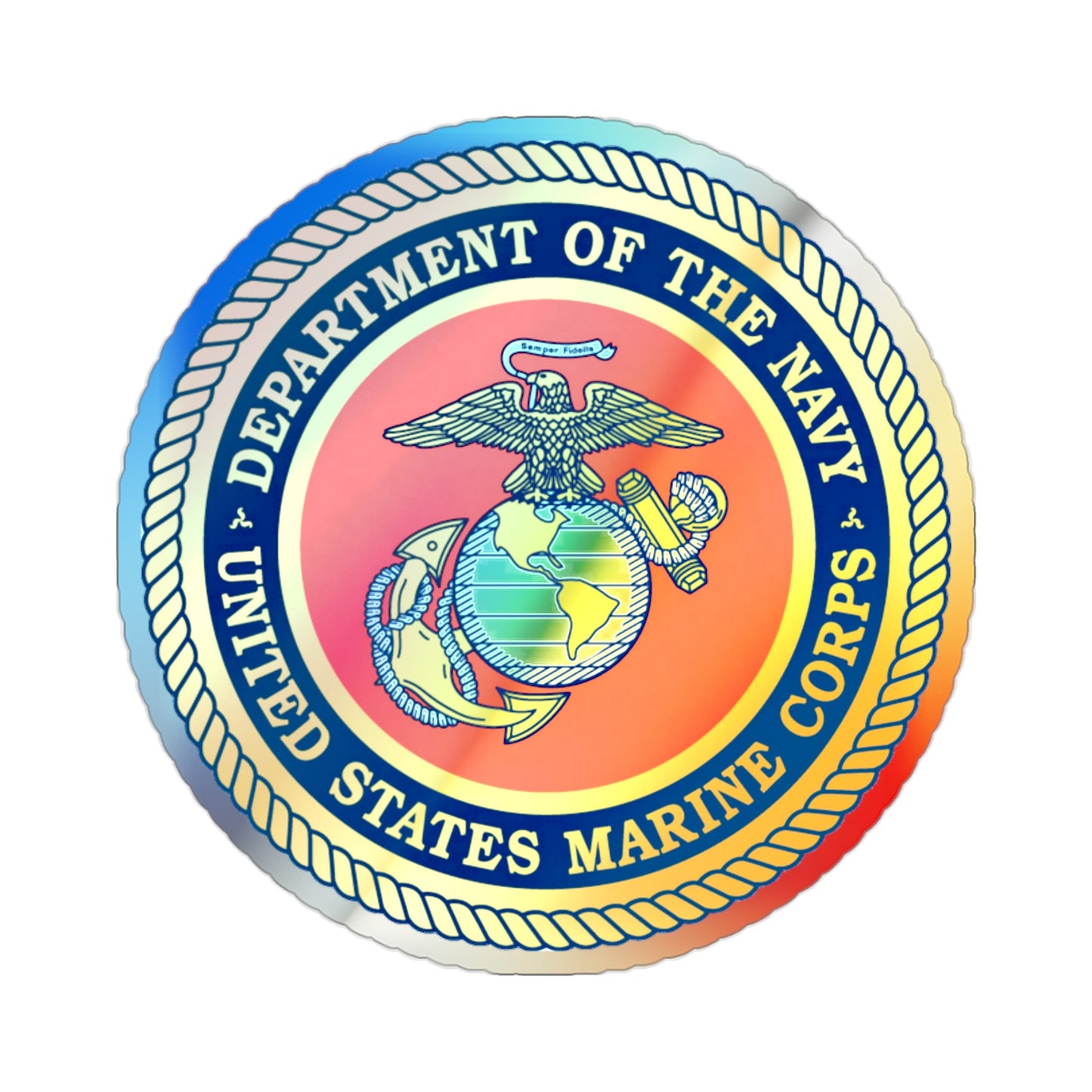 Department Of The Navy United States Marine Corps (USMC) Holographic STICKER Die-Cut Vinyl Decal-2 Inch-The Sticker Space