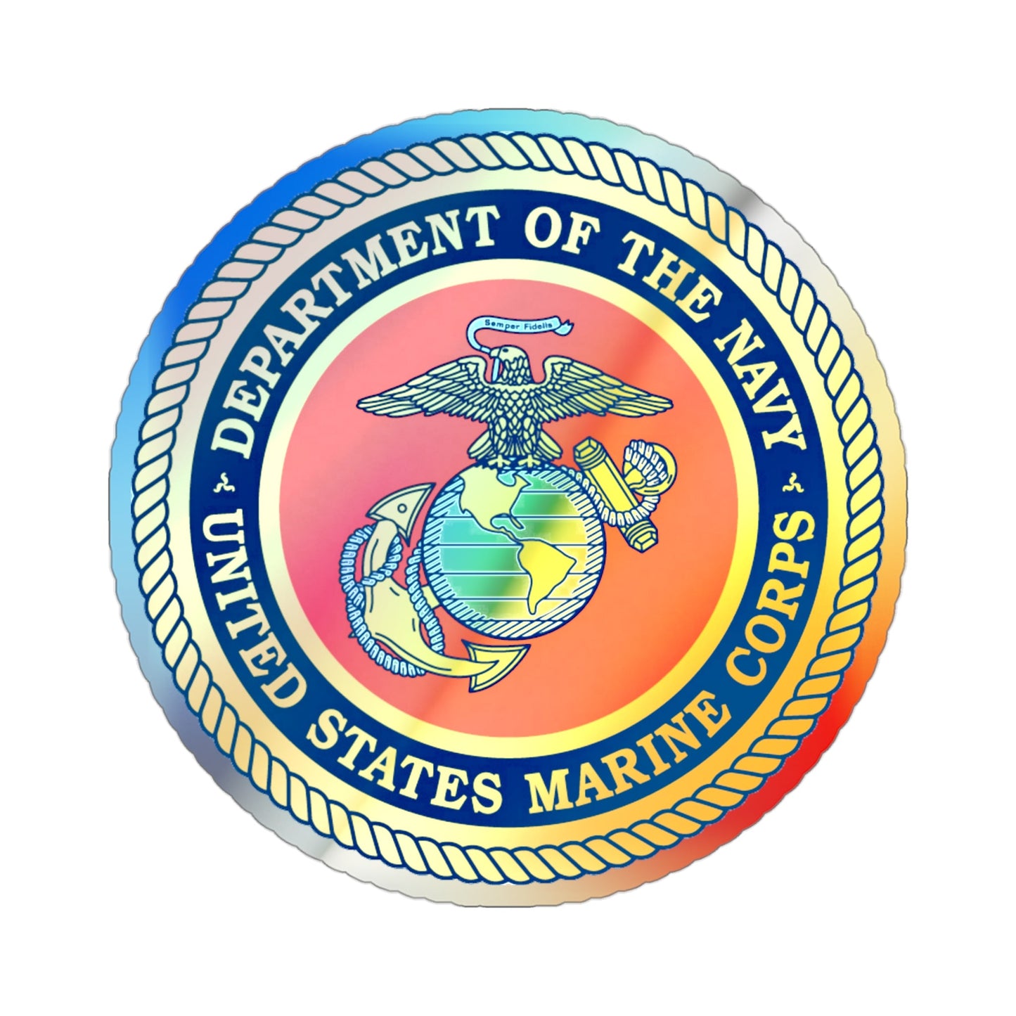 Department Of The Navy United States Marine Corps (USMC) Holographic STICKER Die-Cut Vinyl Decal-3 Inch-The Sticker Space