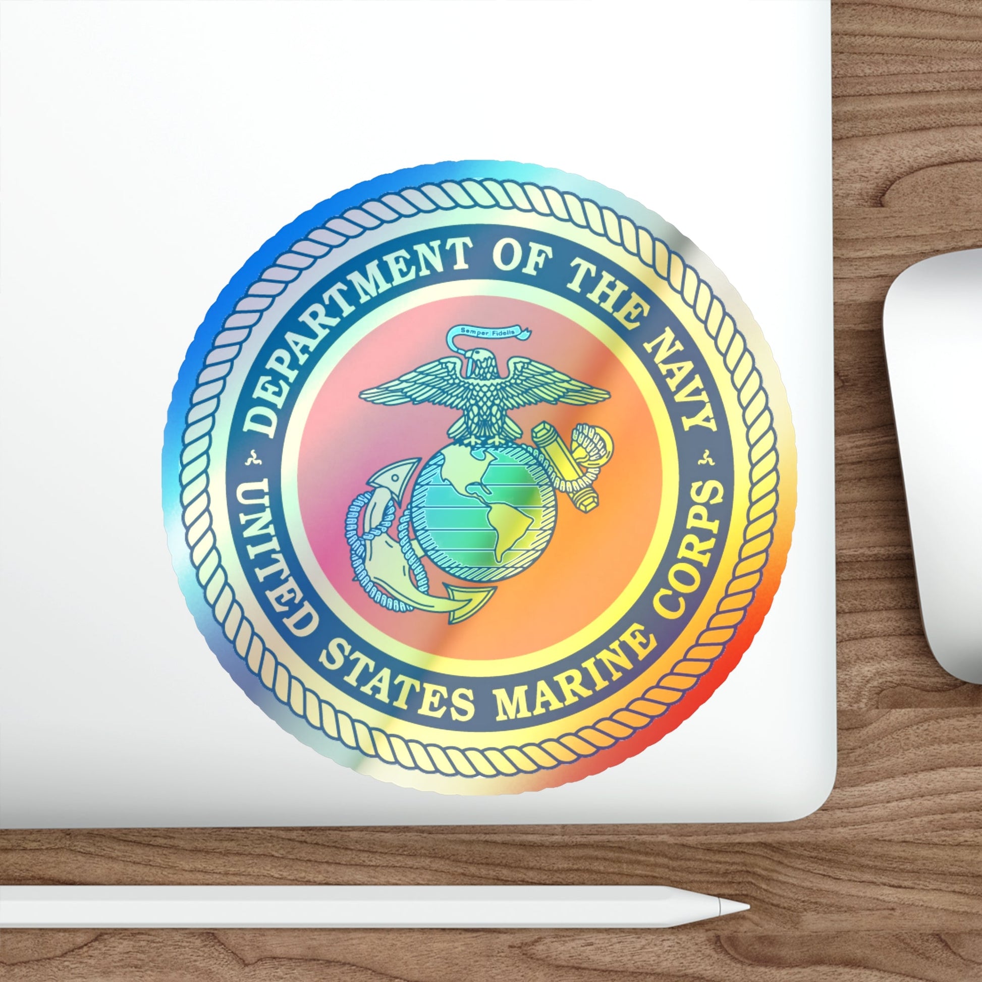 Department Of The Navy United States Marine Corps (USMC) Holographic STICKER Die-Cut Vinyl Decal-The Sticker Space