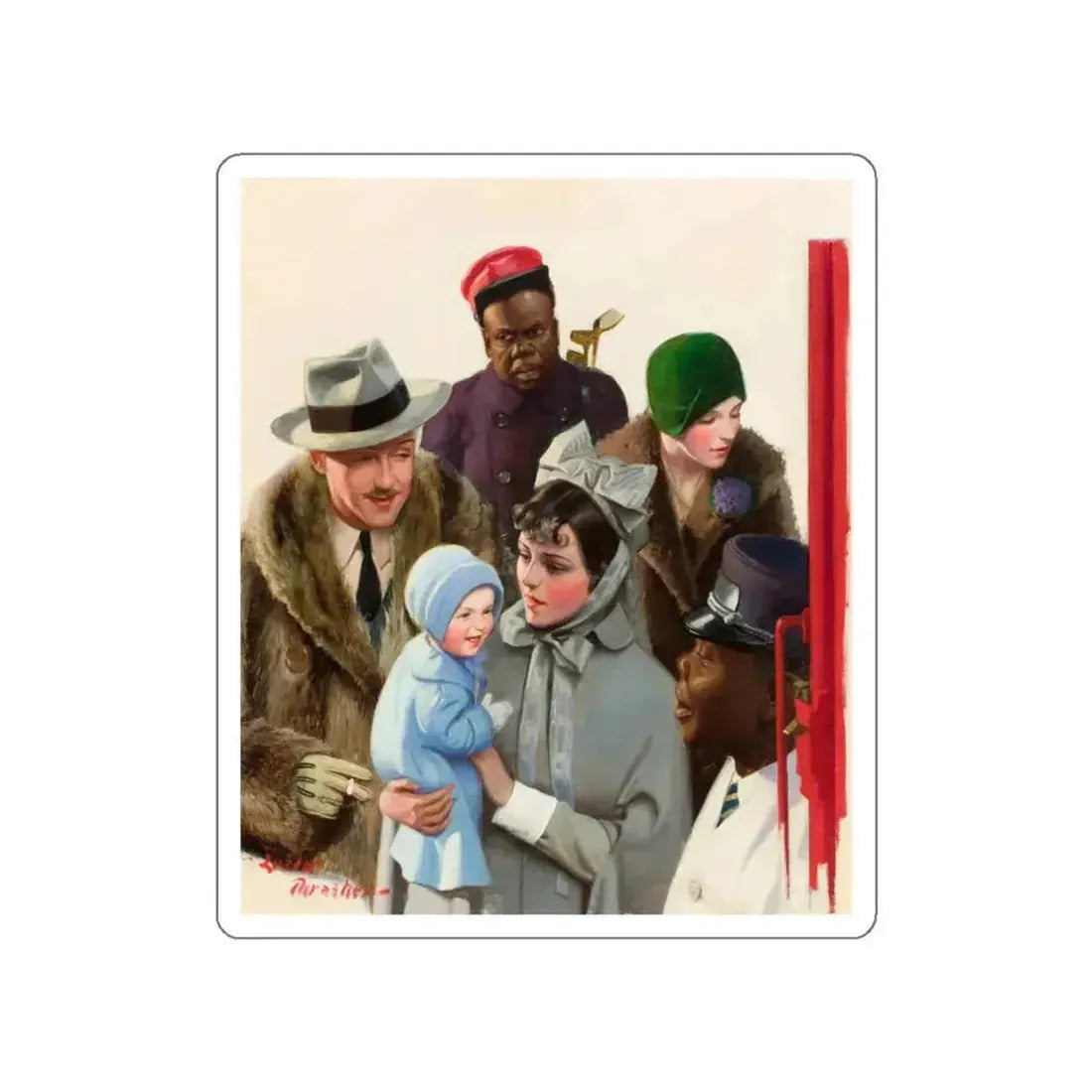 Departure at the Train Station, Liberty magazine cover, February 2, 1929 (Magazine Illustration) STICKER Vinyl Die-Cut Decal - The Sticker Space