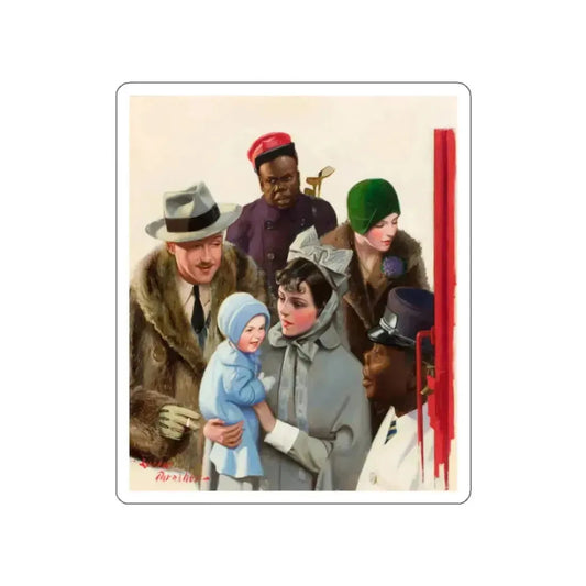 Departure at the Train Station, Liberty magazine cover, February 2, 1929 (Magazine Illustration) STICKER Vinyl Die-Cut Decal White Die-Cut 2 Inch - The Sticker Space