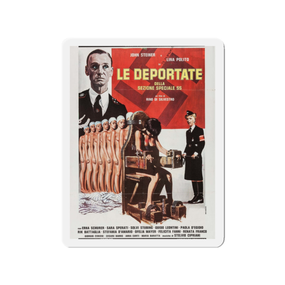 DEPORTED WOMEN OF THE SS SPECIAL SECTION 1976 Movie Poster - Die-Cut Magnet-2" x 2"-The Sticker Space