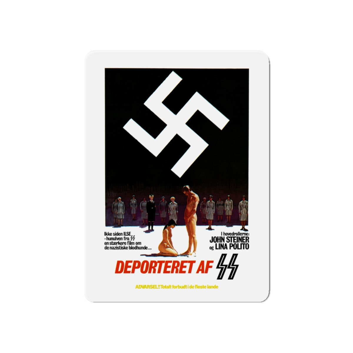 DEPORTED WOMEN OF THE SS SPECIAL SECTION (DANISH) 1976 Movie Poster - Die-Cut Magnet-5" x 5"-The Sticker Space