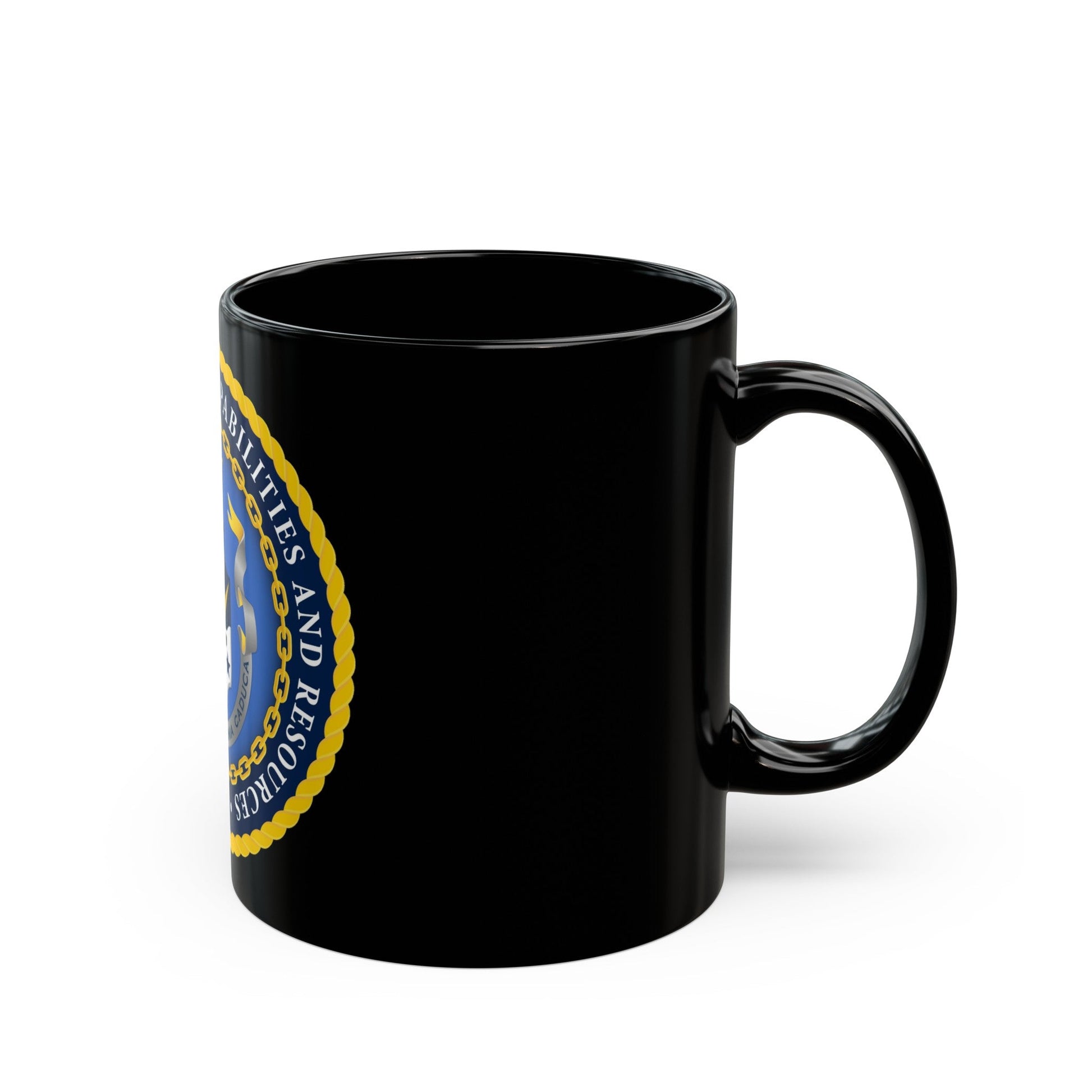 Deputy Chief of Naval Operations for Integration of Capabilities and Resources N8 (U.S. Navy) Black Coffee Mug-The Sticker Space