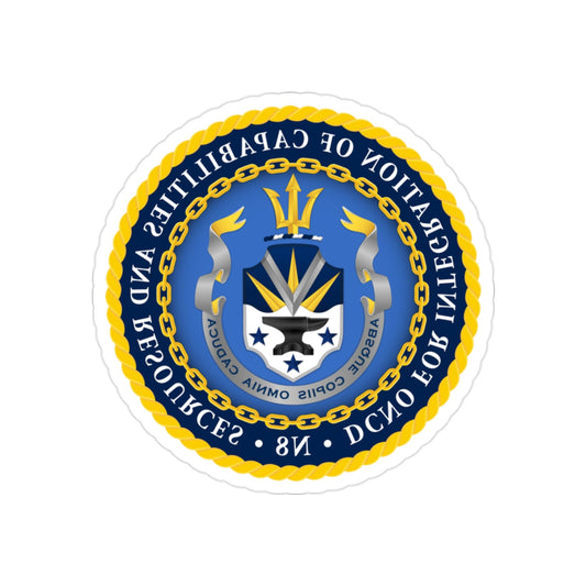 Deputy Chief of Naval Operations for Integration of Capabilities and Resources N8 (U.S. Navy) REVERSE PRINT Transparent STICKER-2" × 2"-The Sticker Space