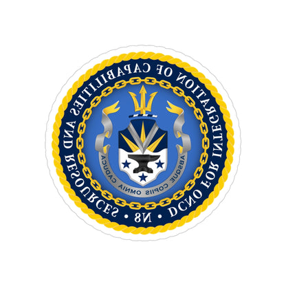 Deputy Chief of Naval Operations for Integration of Capabilities and Resources N8 (U.S. Navy) REVERSE PRINT Transparent STICKER-4" × 4"-The Sticker Space