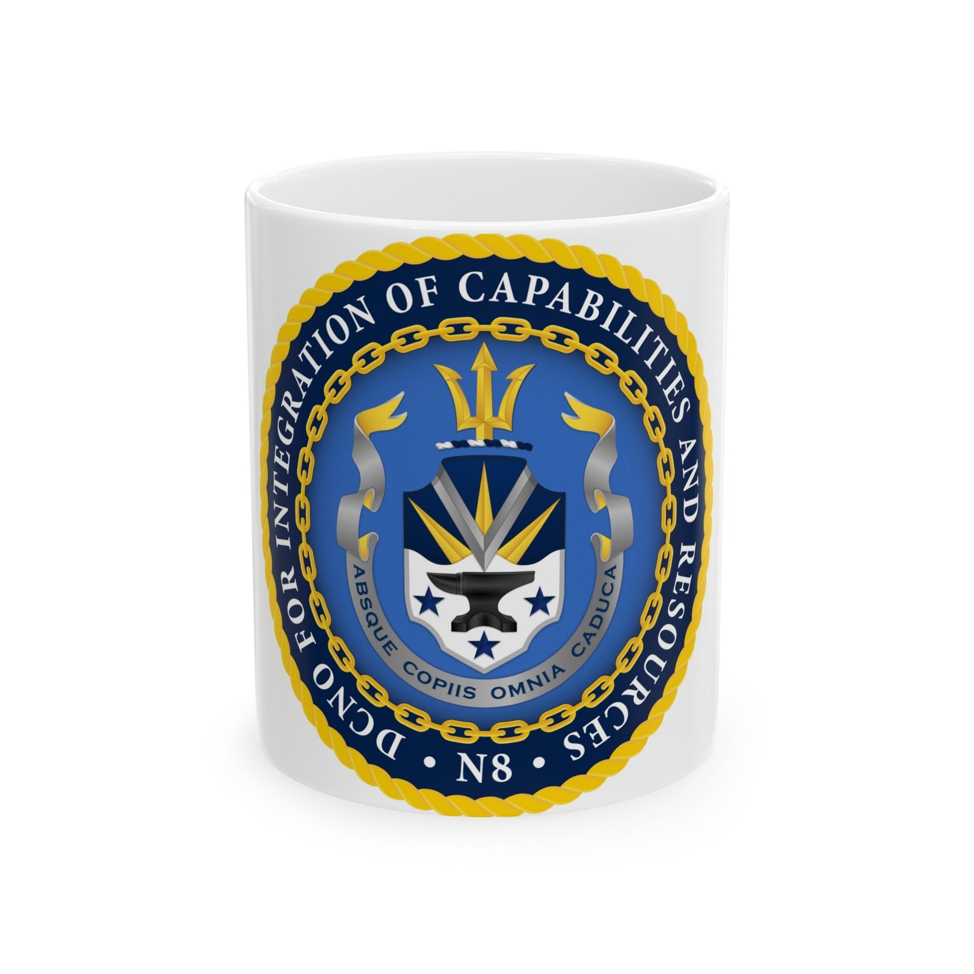 Deputy Chief of Naval Operations for Integration of Capabilities and Resources N8 (U.S. Navy) White Coffee Mug-11oz-The Sticker Space