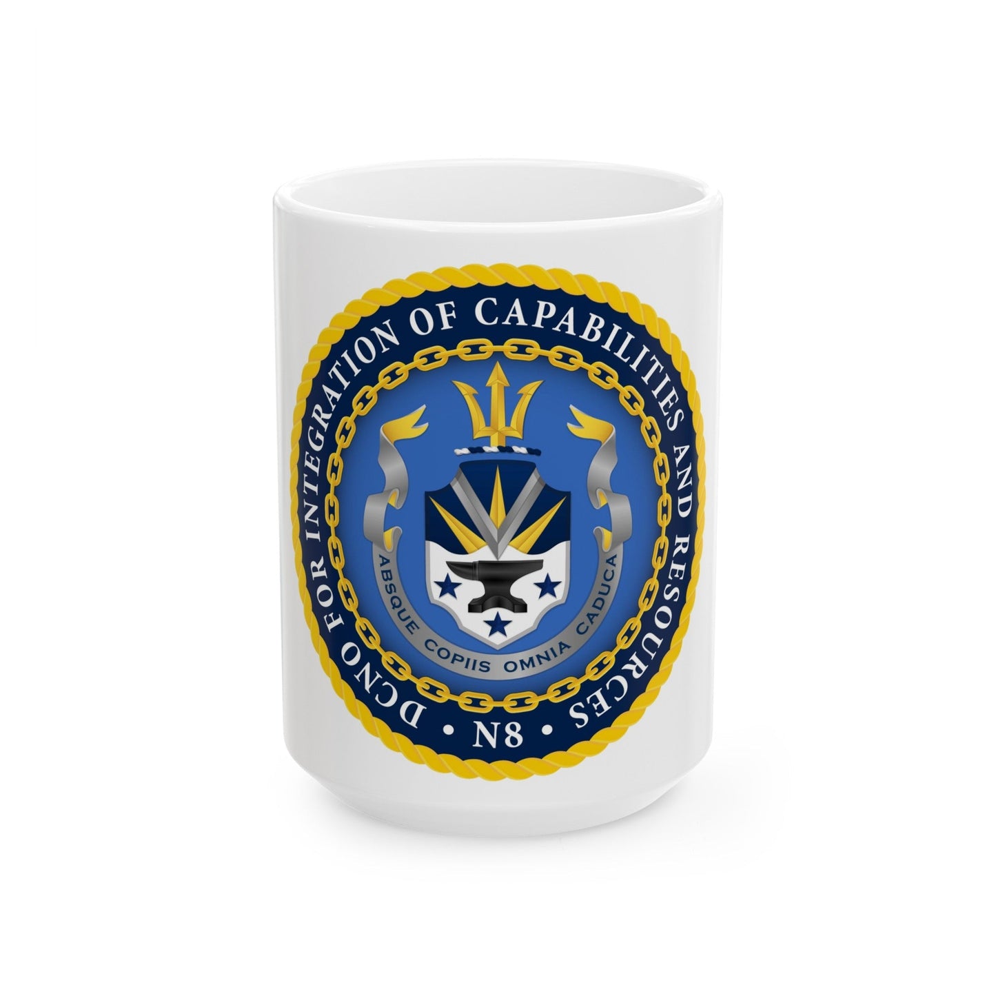 Deputy Chief of Naval Operations for Integration of Capabilities and Resources N8 (U.S. Navy) White Coffee Mug-15oz-The Sticker Space